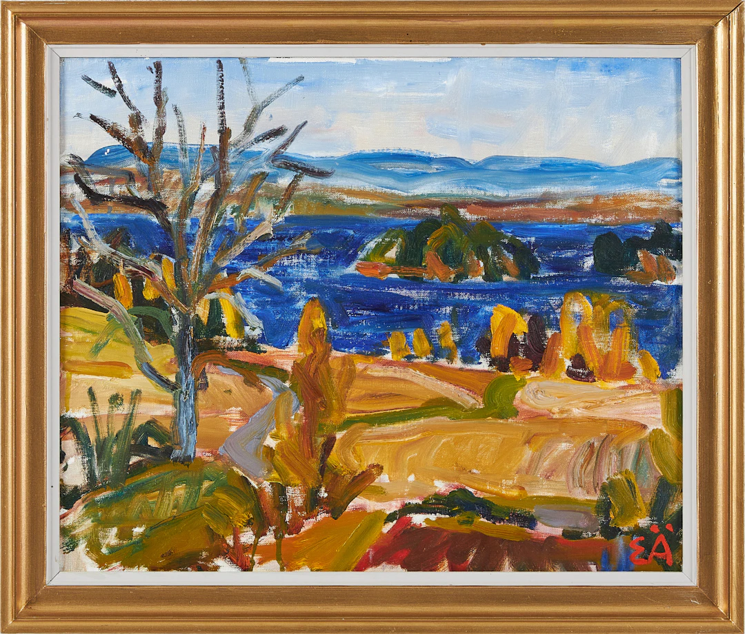 ERLING ÄRLINGSSON. Utsikt över Fryken, monogramsignerad, olja på duk.