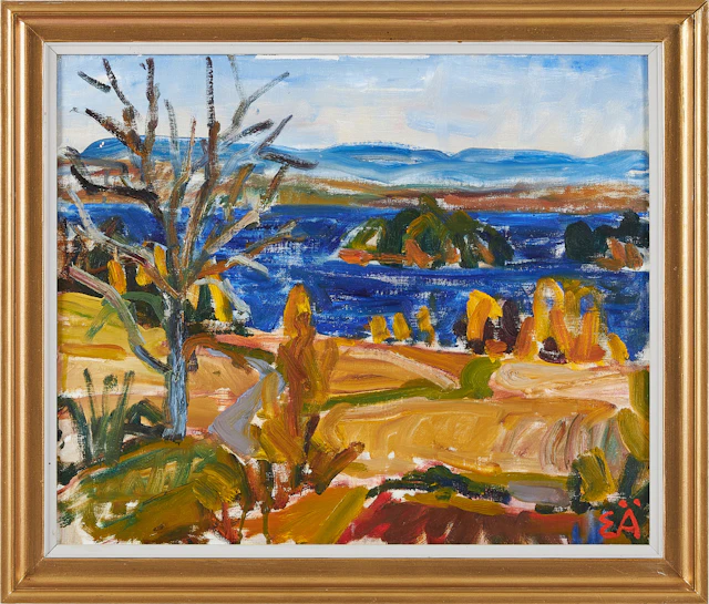 ERLING ÄRLINGSSON. Utsikt över Fryken, monogramsignerad, olja på duk.