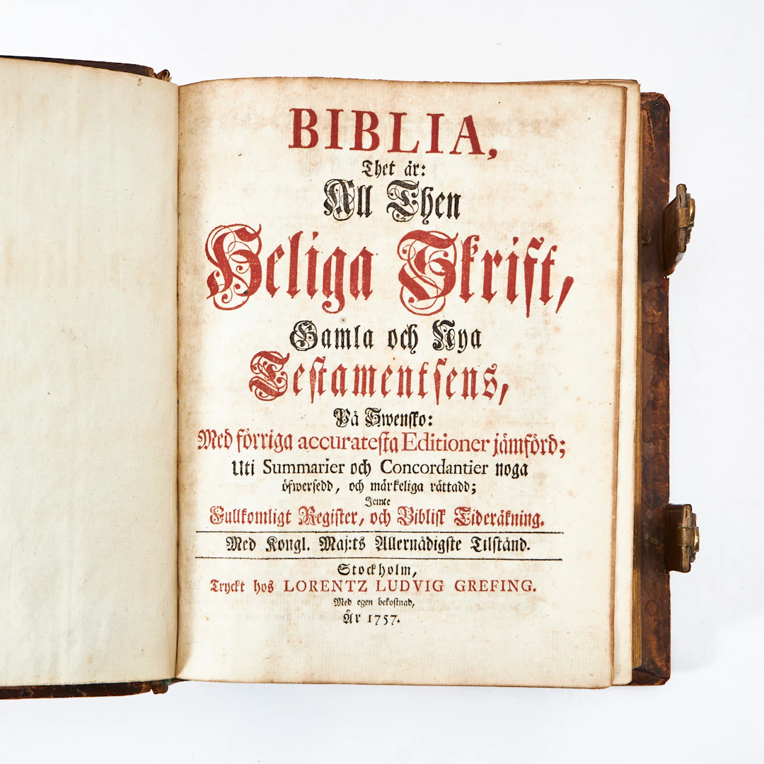 BIBEL I FINT BAND, STOCKHOLM 1757.