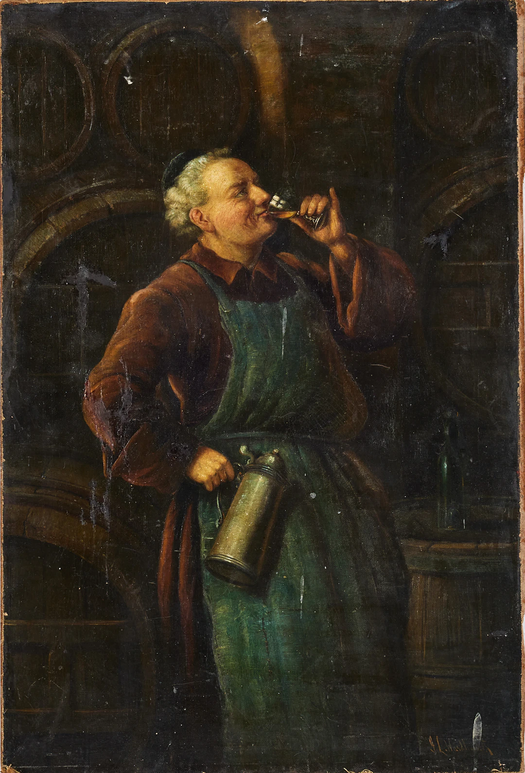 JACK LEIGH WARDLEWORTH (ENG 1863-1925). Vindrickare, olja på duk fäst