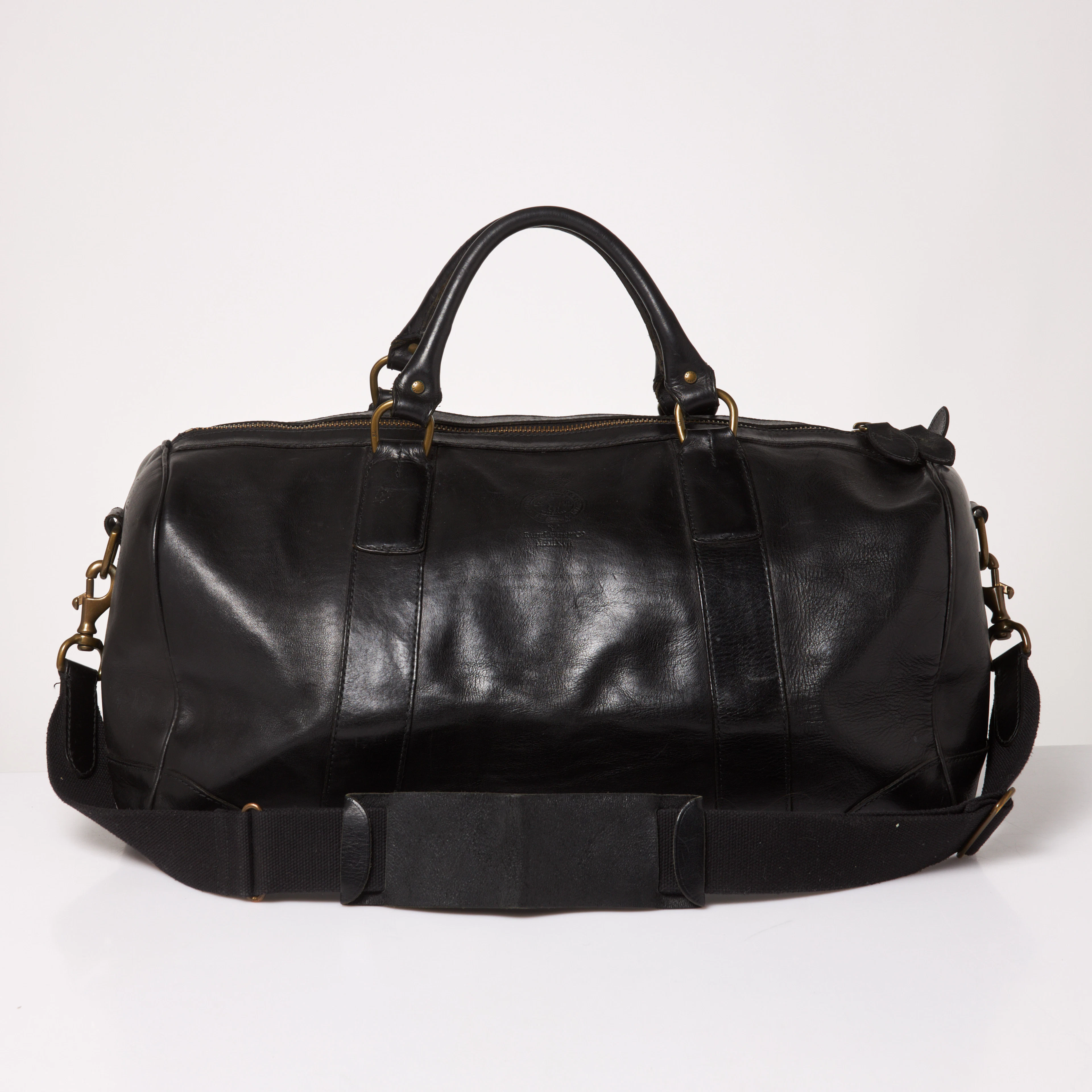 RALPH LAUREN, WEEKENDBAG, svart läder, märkt "Polo Ralph Lauren, Ralph