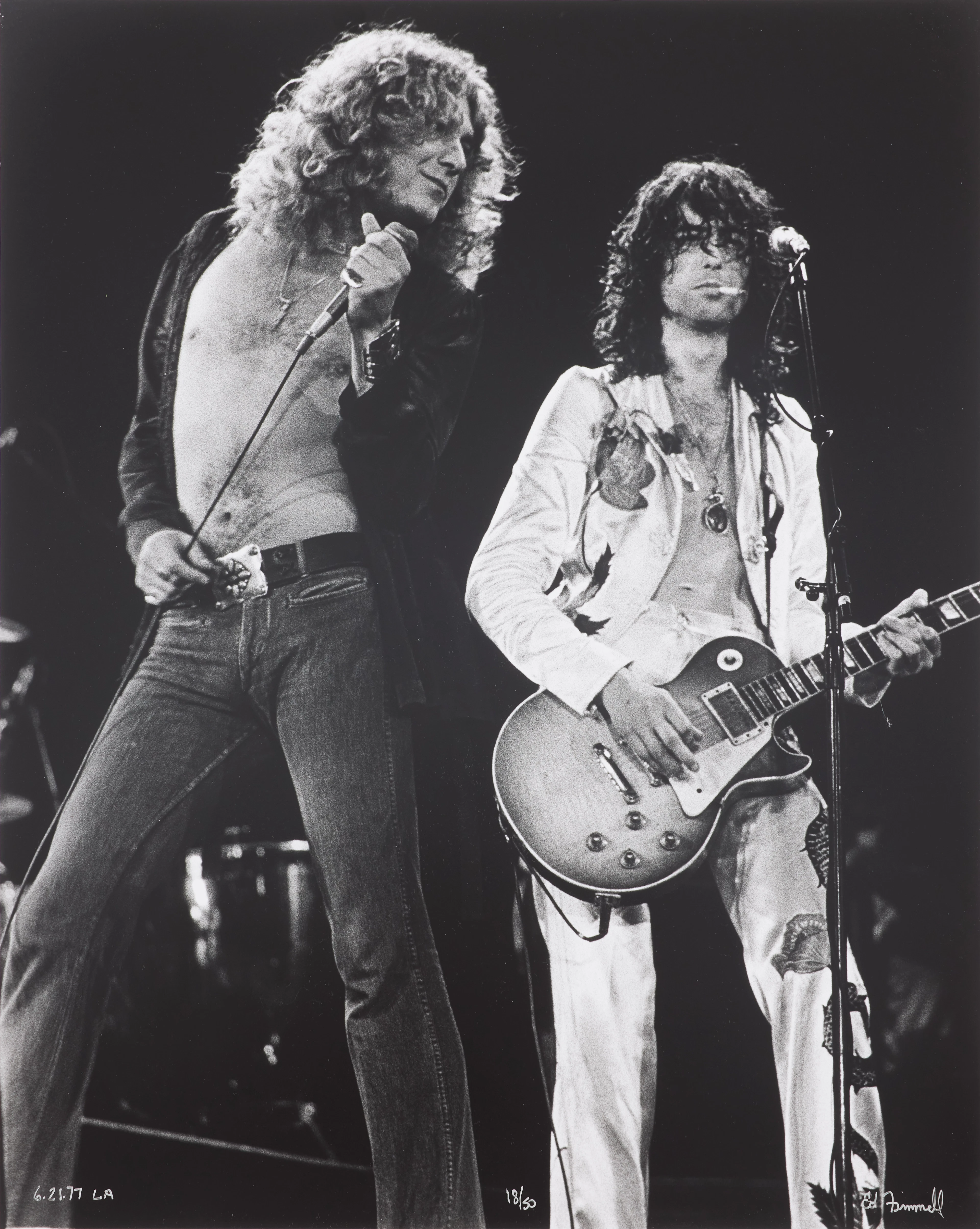 ED FINNELL. Robert Plant & Jimmy Page, Led Zeppelin, "Presence Tour"