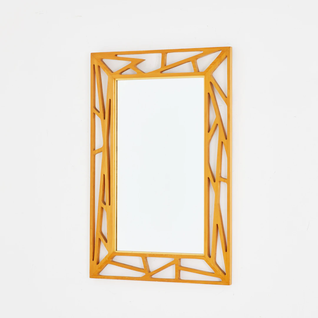EDEN GUSTAF SPEGELFABRIK. Spegel, "Konkret", genombruten ram med geometrisk