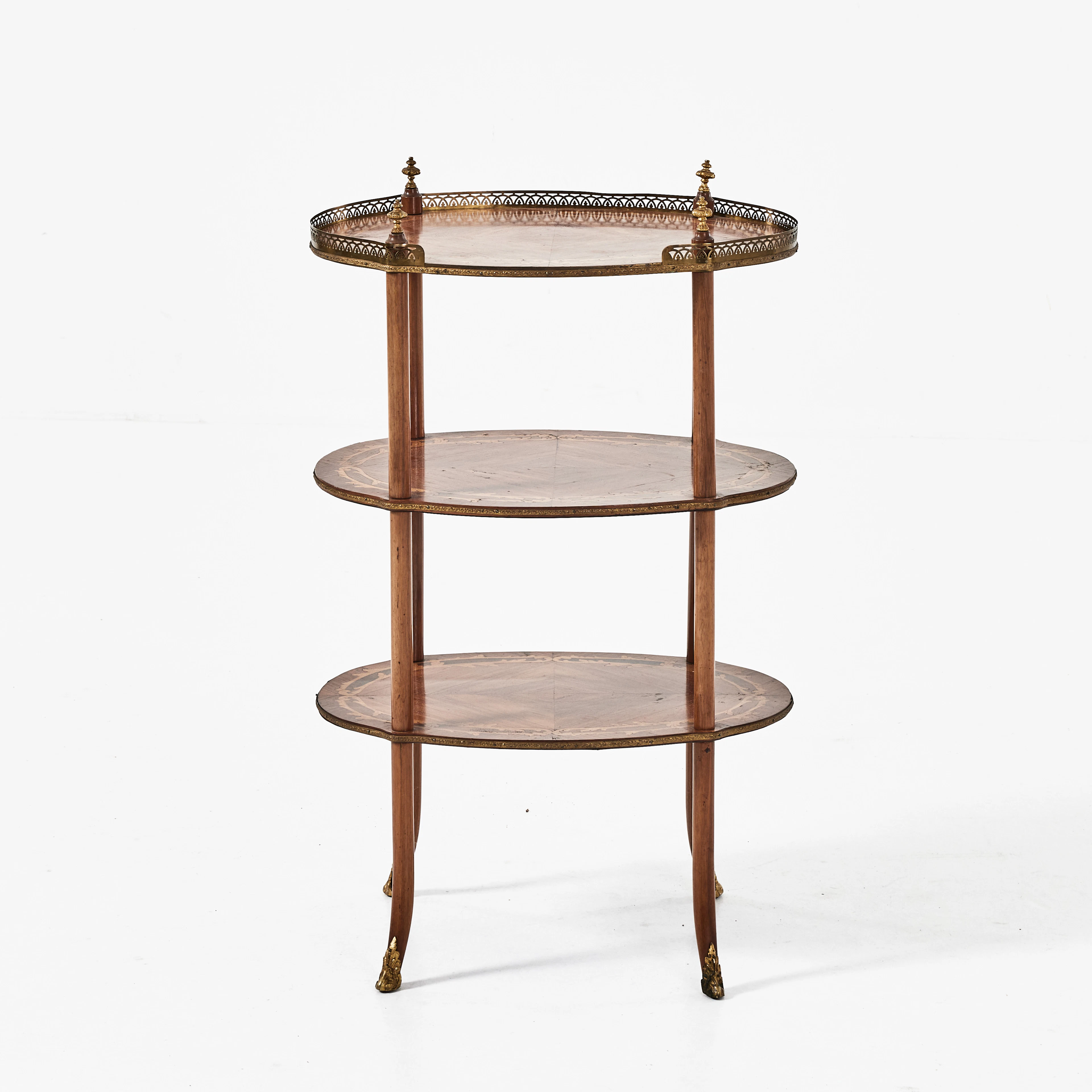 ETAGERE, Frankrike, 1900-talets början, fanerad i olika trädslag