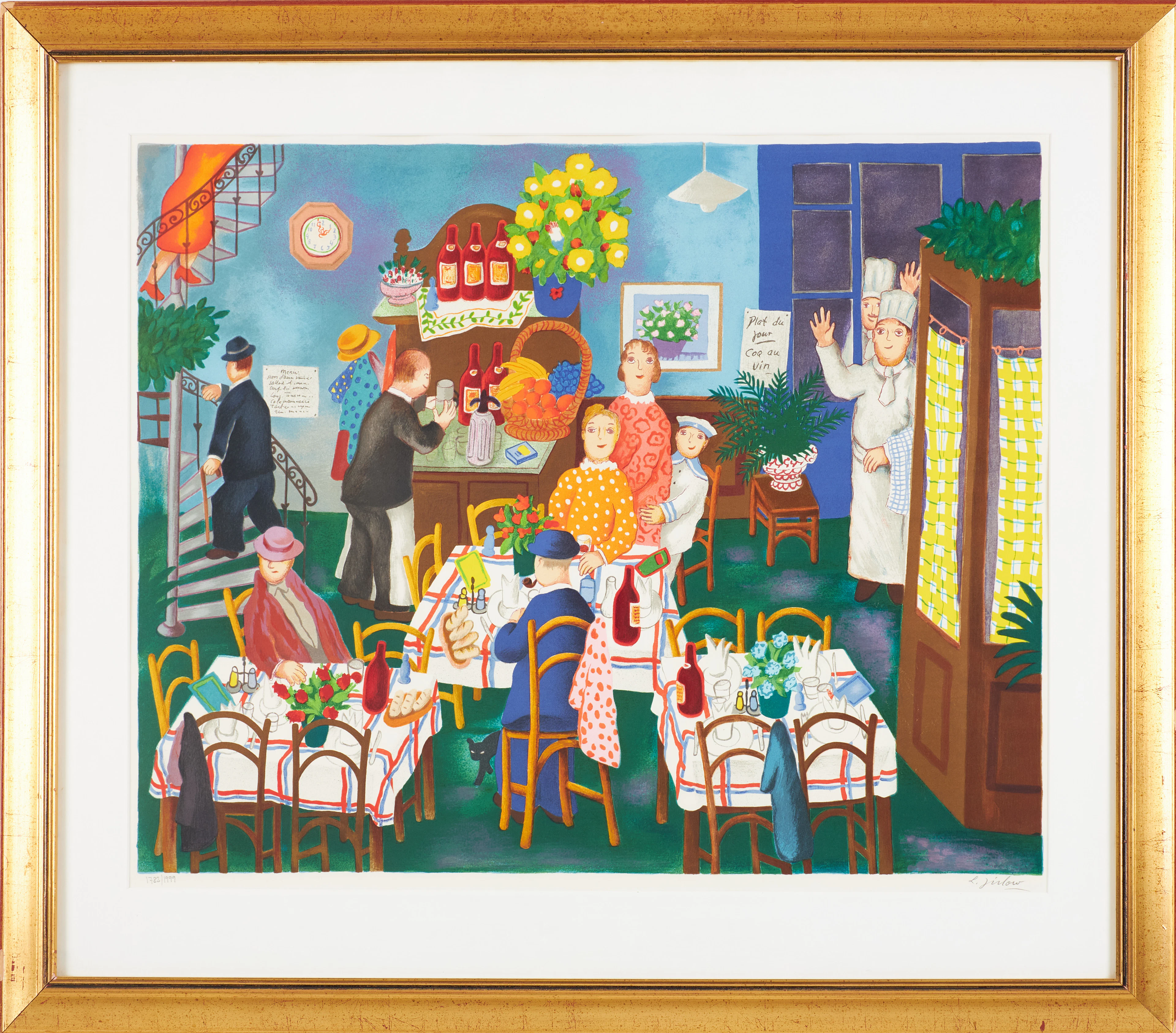 LENNART JIRLOW. Restaurang, färglitografi, signerad och numrerad 1783/1999.