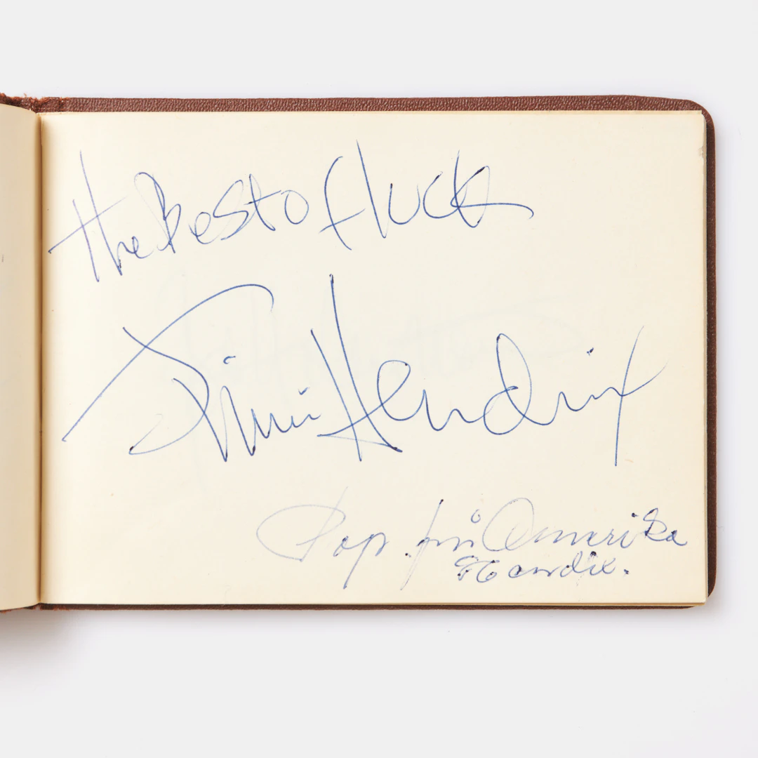 JIMI HENDRIX (1942-1970). Autografblock, 1967, samt Mitch Mitchell