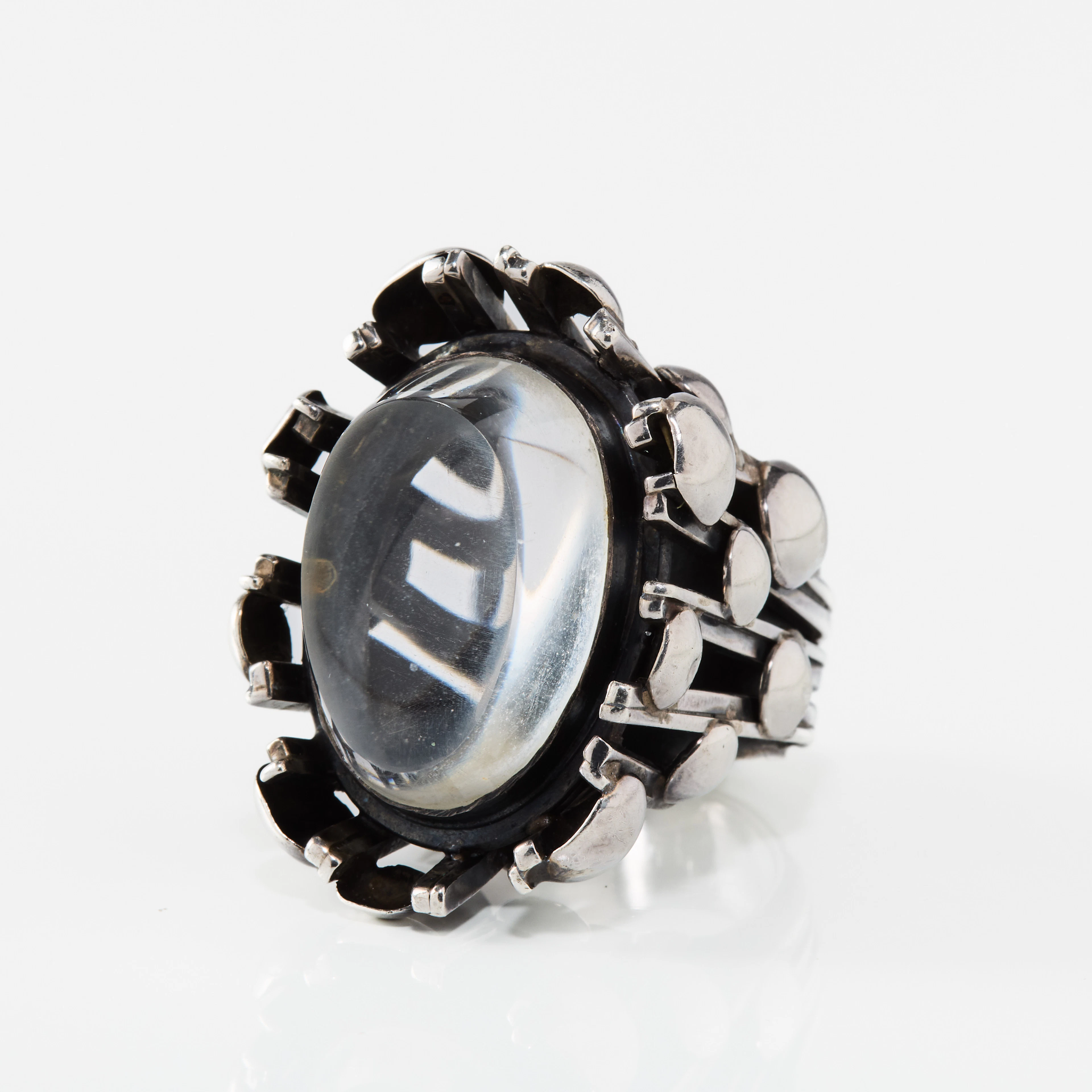 RACHEL GERA. Ring, sterlingsilver och bergkristall, Israel, 1970-tal.