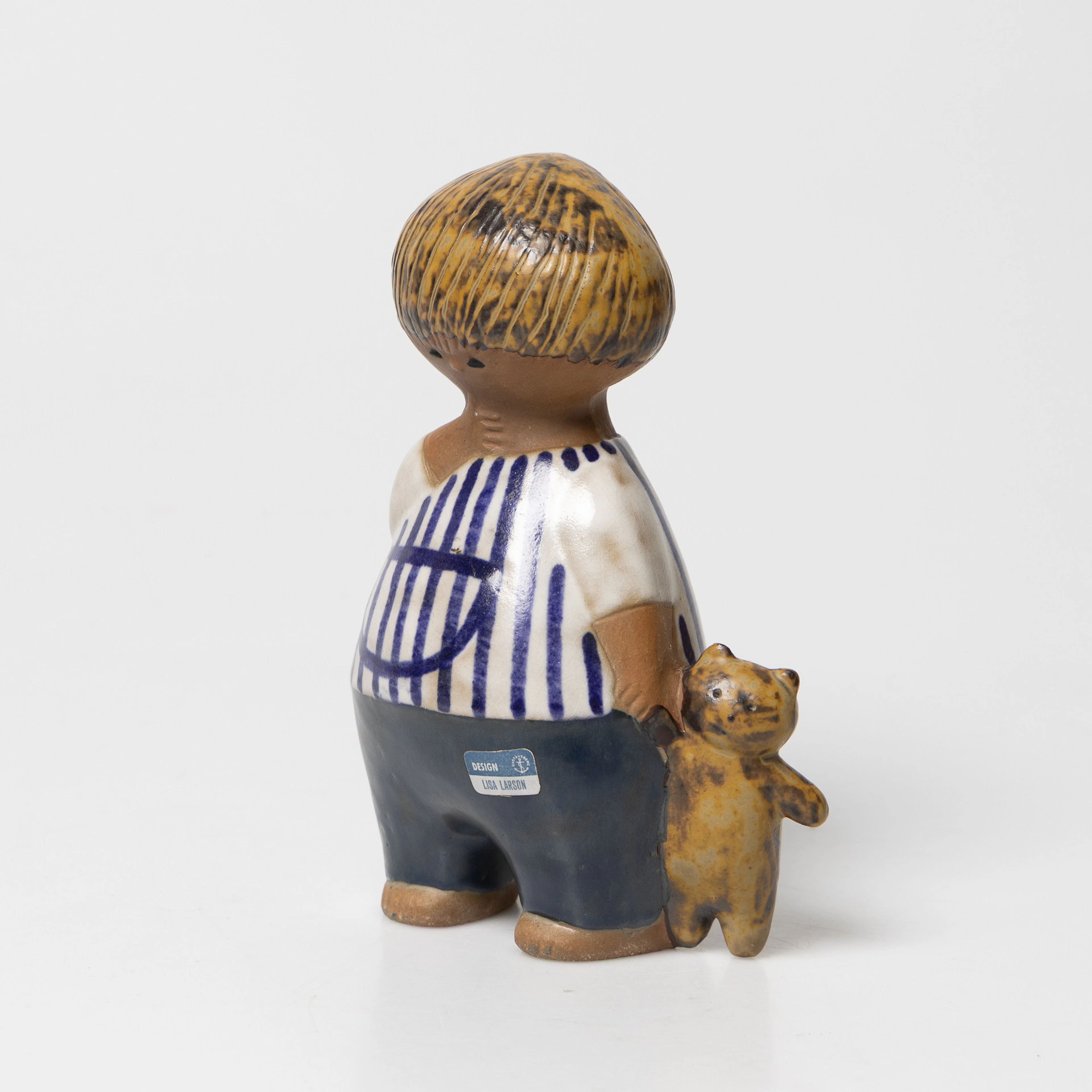 LISA LARSON. Figurin, "Malin", Gustavsberg, delvis glaserat stengods.