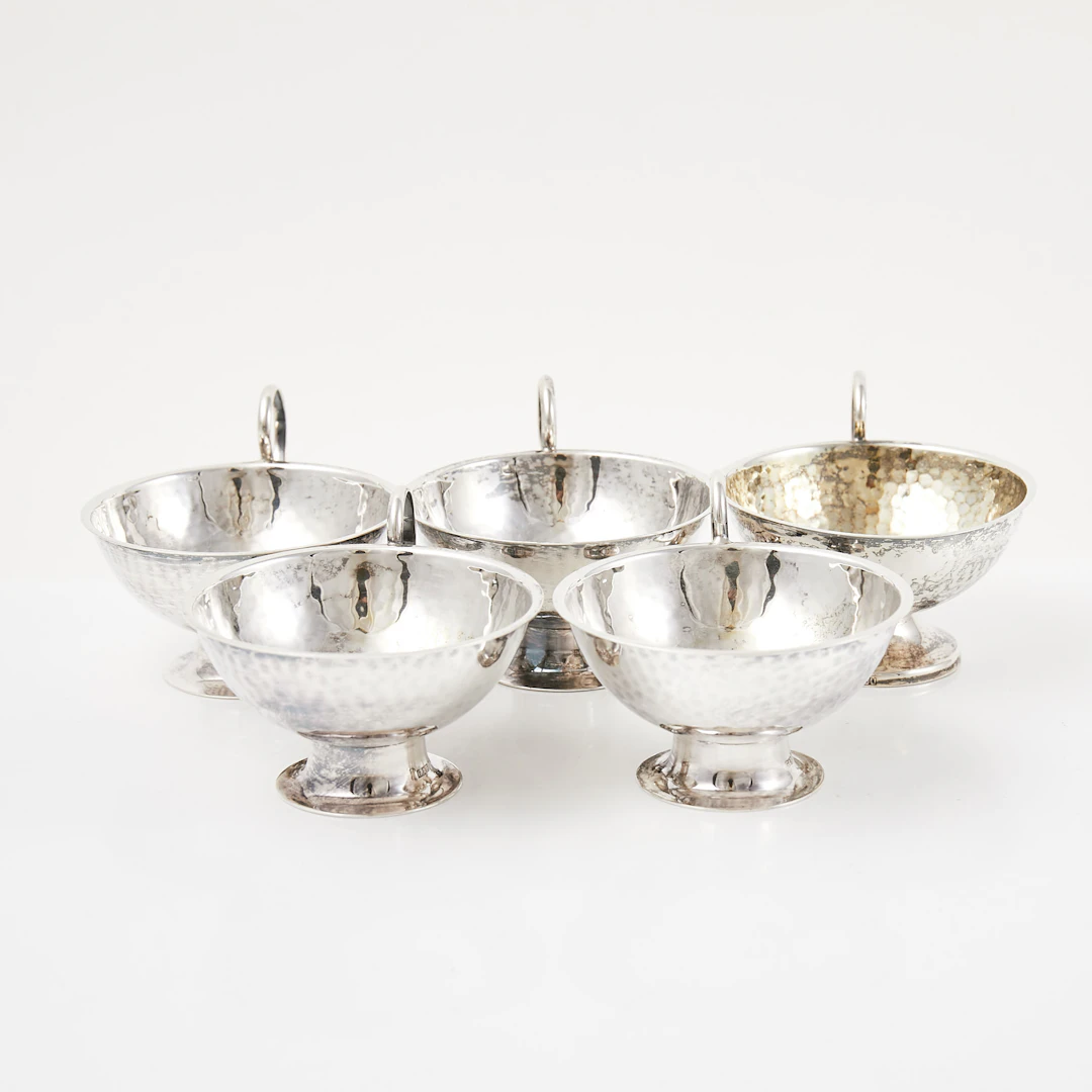 PUNCHKOPPAR, 4+1 st, silver, olika tillverkare och år, bl.a, GAB
