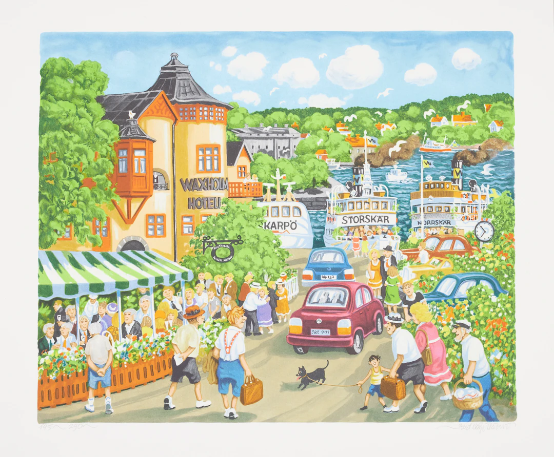 BERT HÅGE HÄVERÖ. Vaxholm, färglitografi, signerad samt numrerad 195/290.