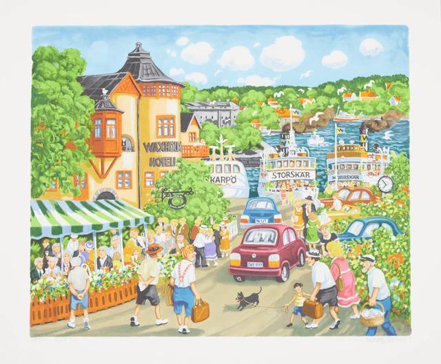 BERT HÅGE HÄVERÖ. Vaxholm, färglitografi, signerad samt numrerad 195/290.