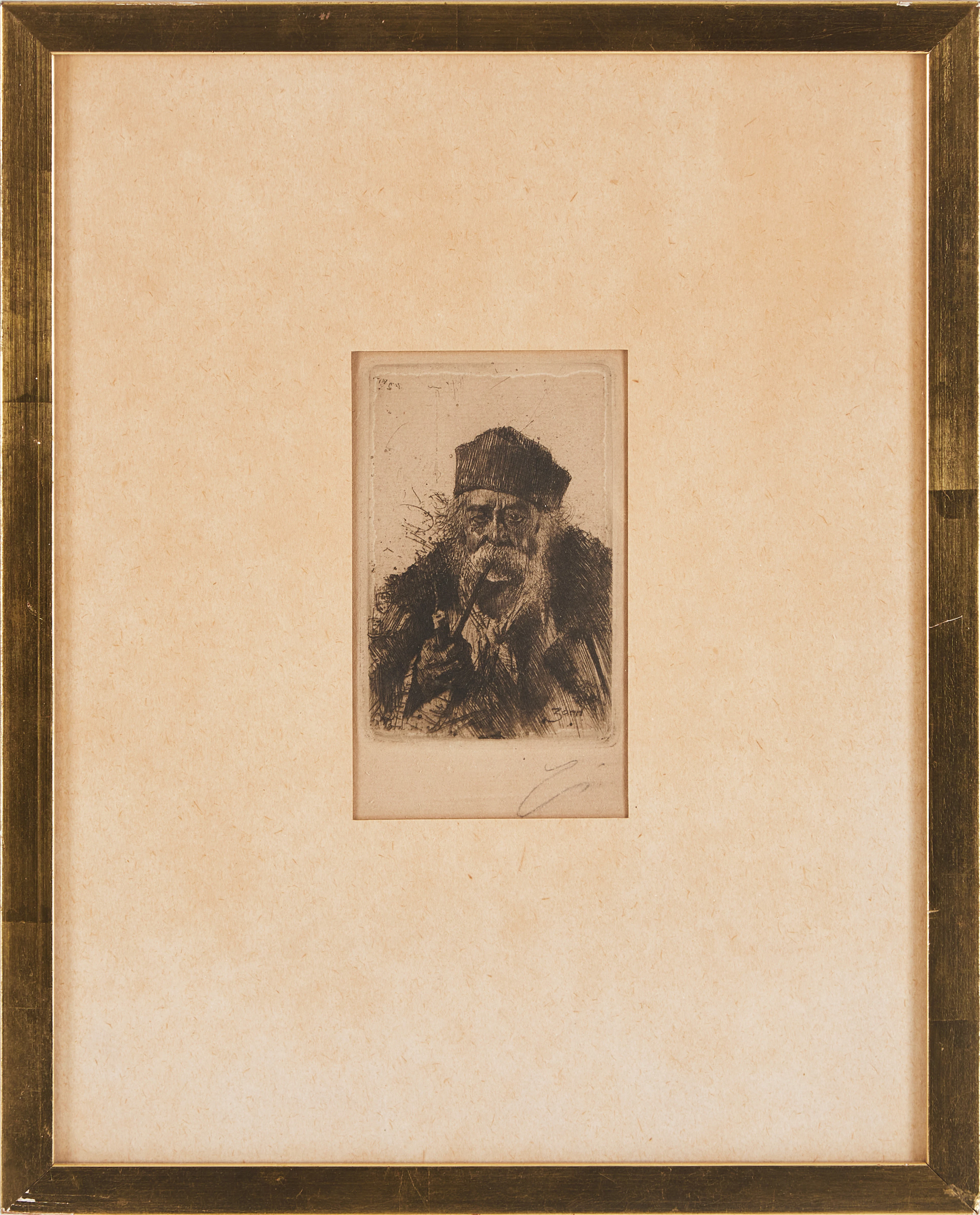 ANDERS ZORN. "Skarprättare i Siebenbürgen", etsning, signerad i blyerts