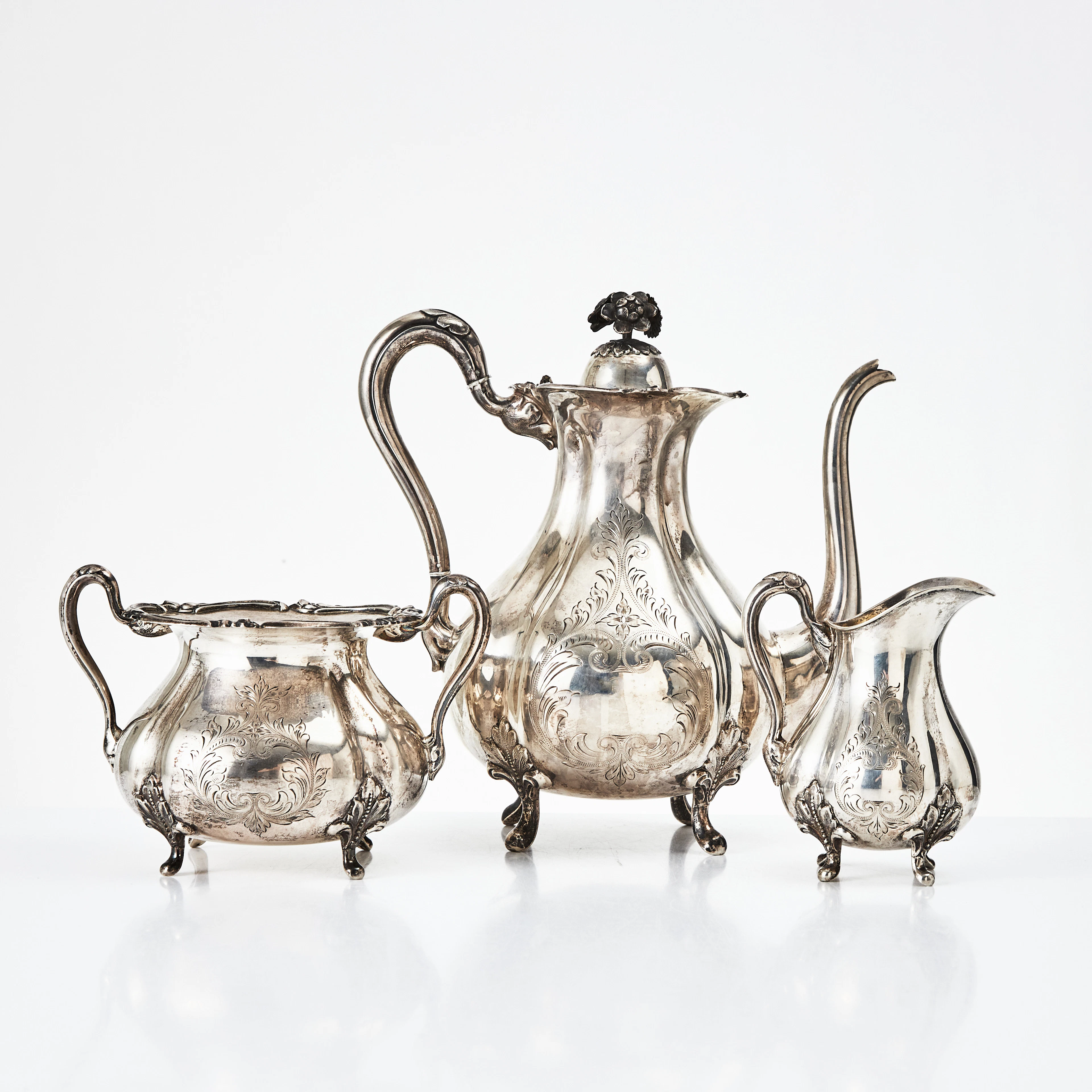 KAFFESERVIS, 3 delar, silver,, GAB, 1909/1910.