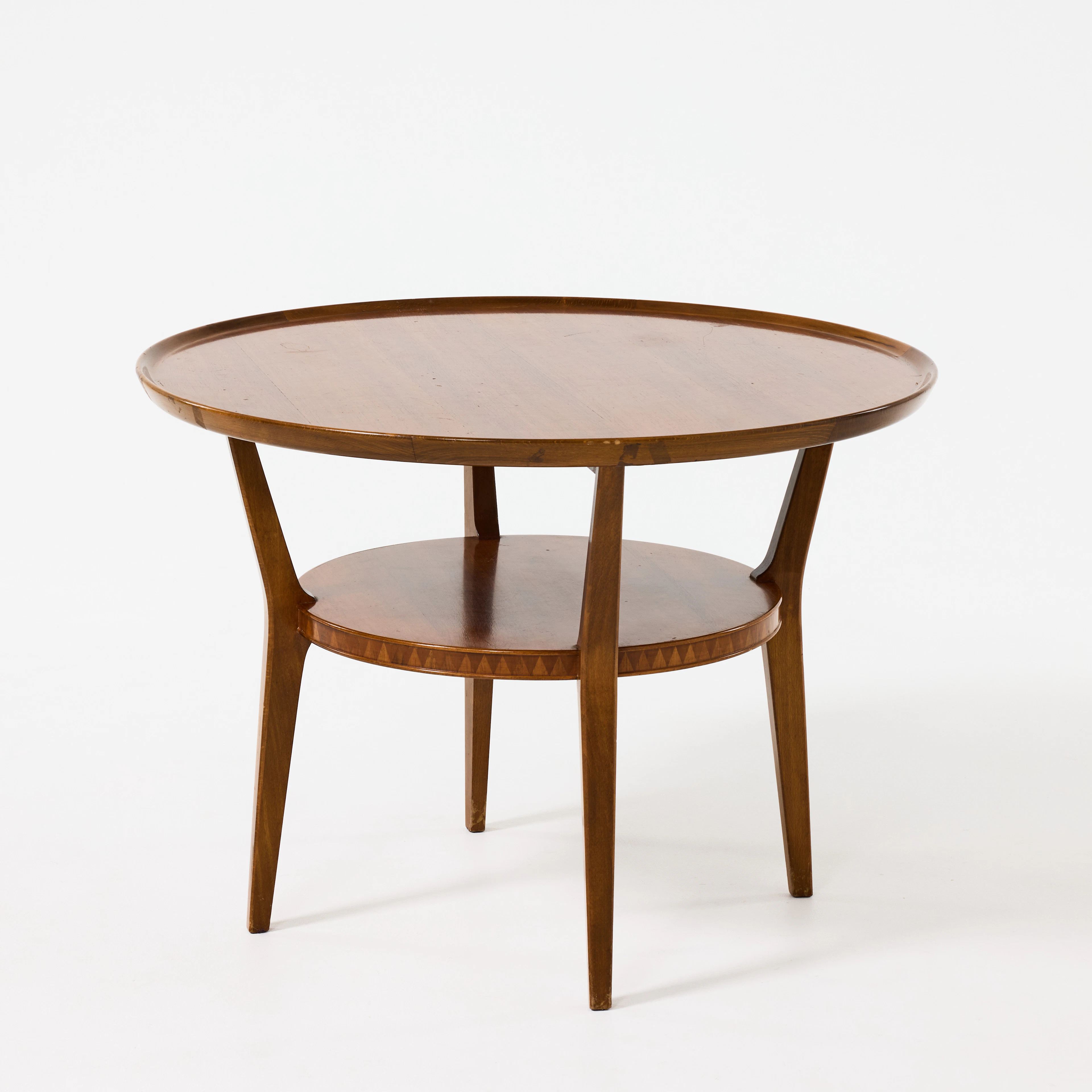 SOFFBORD, Nordiska Kompaniet 1948, mahogny, triangulär intarisiadekor.