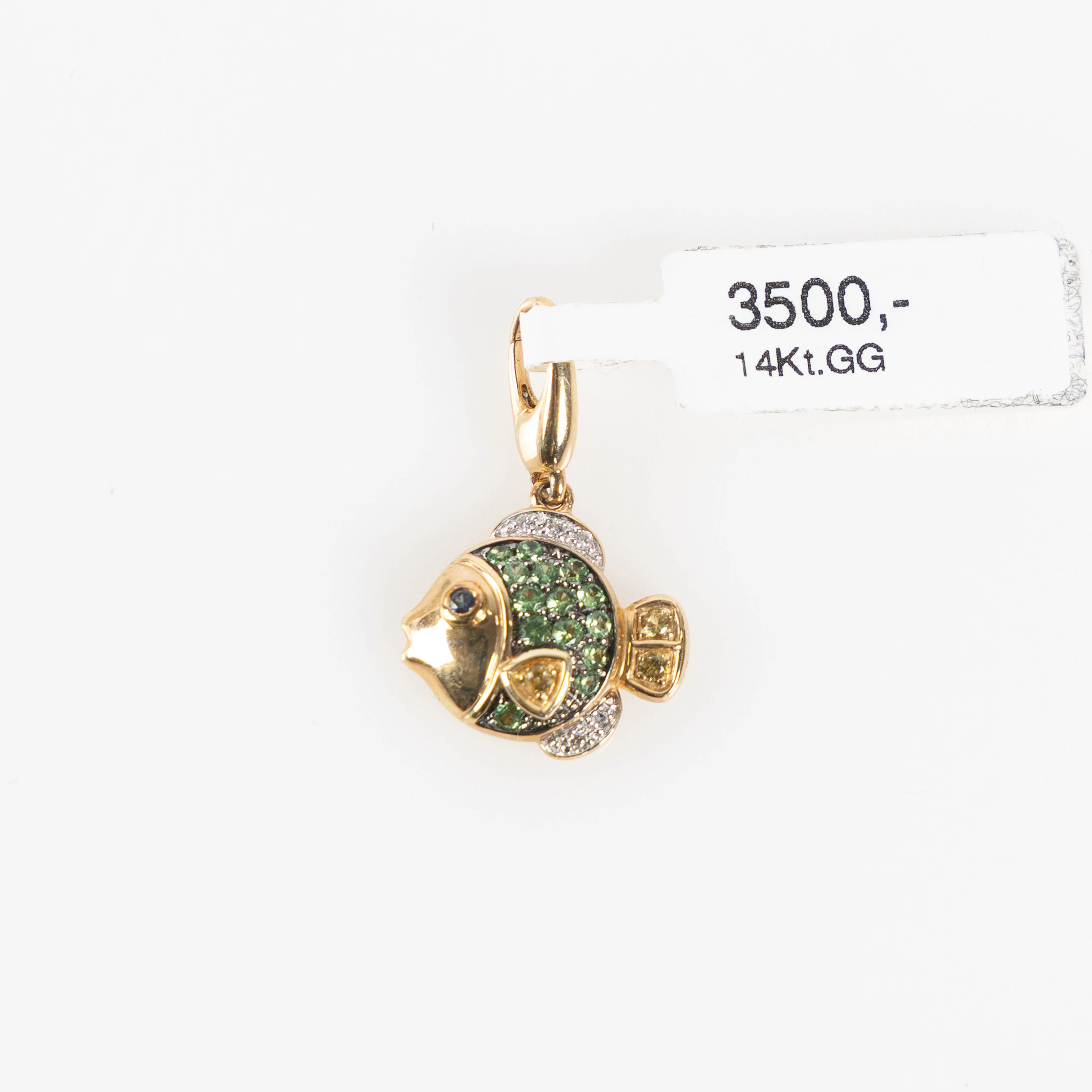 BERLOCK / HÄNGE, 14K guld med 0,02 diamanter och färgade stenar.