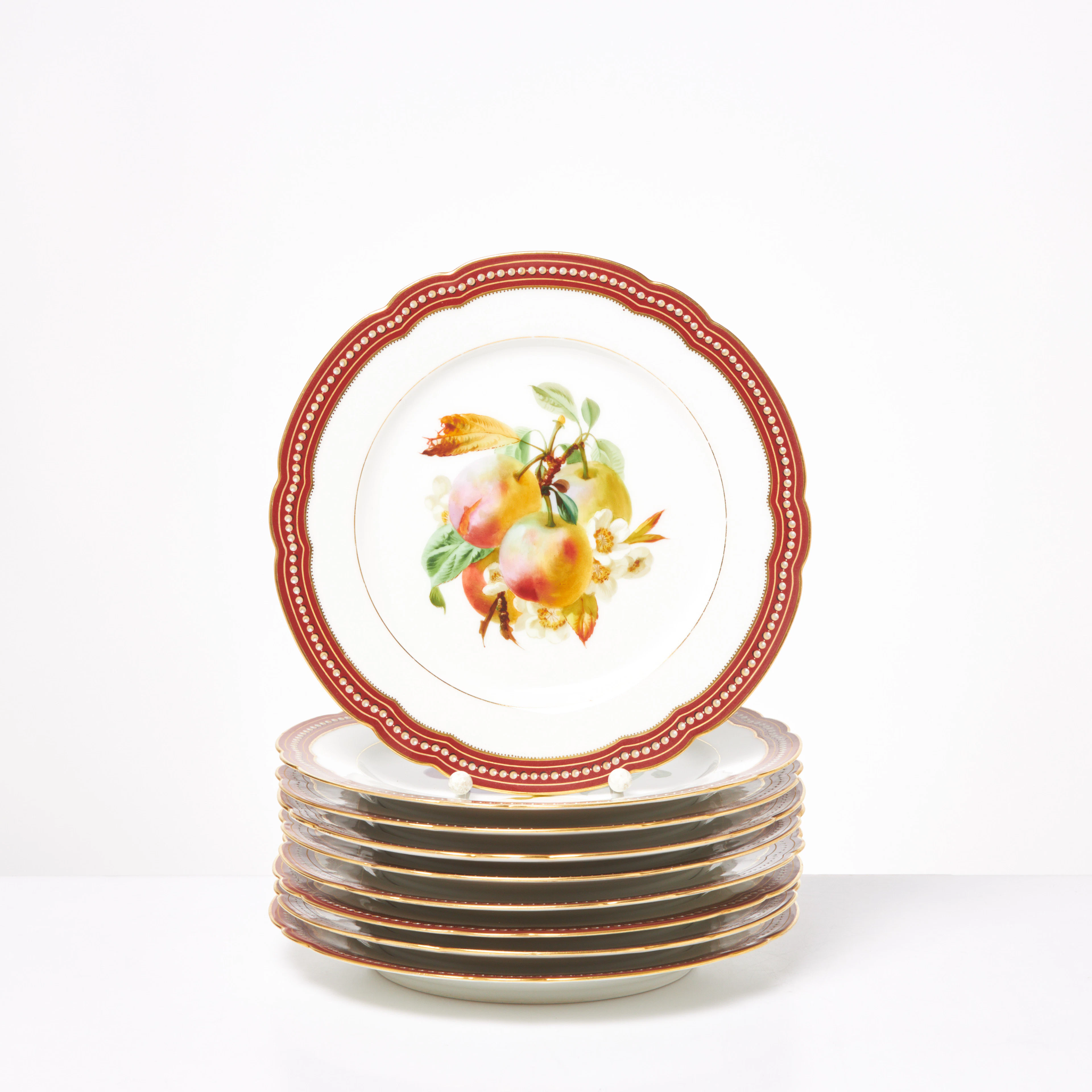 FRUKTTALLRIKAR. 9 st, Frankrike Paris, porslin, 1800 talets slut.
