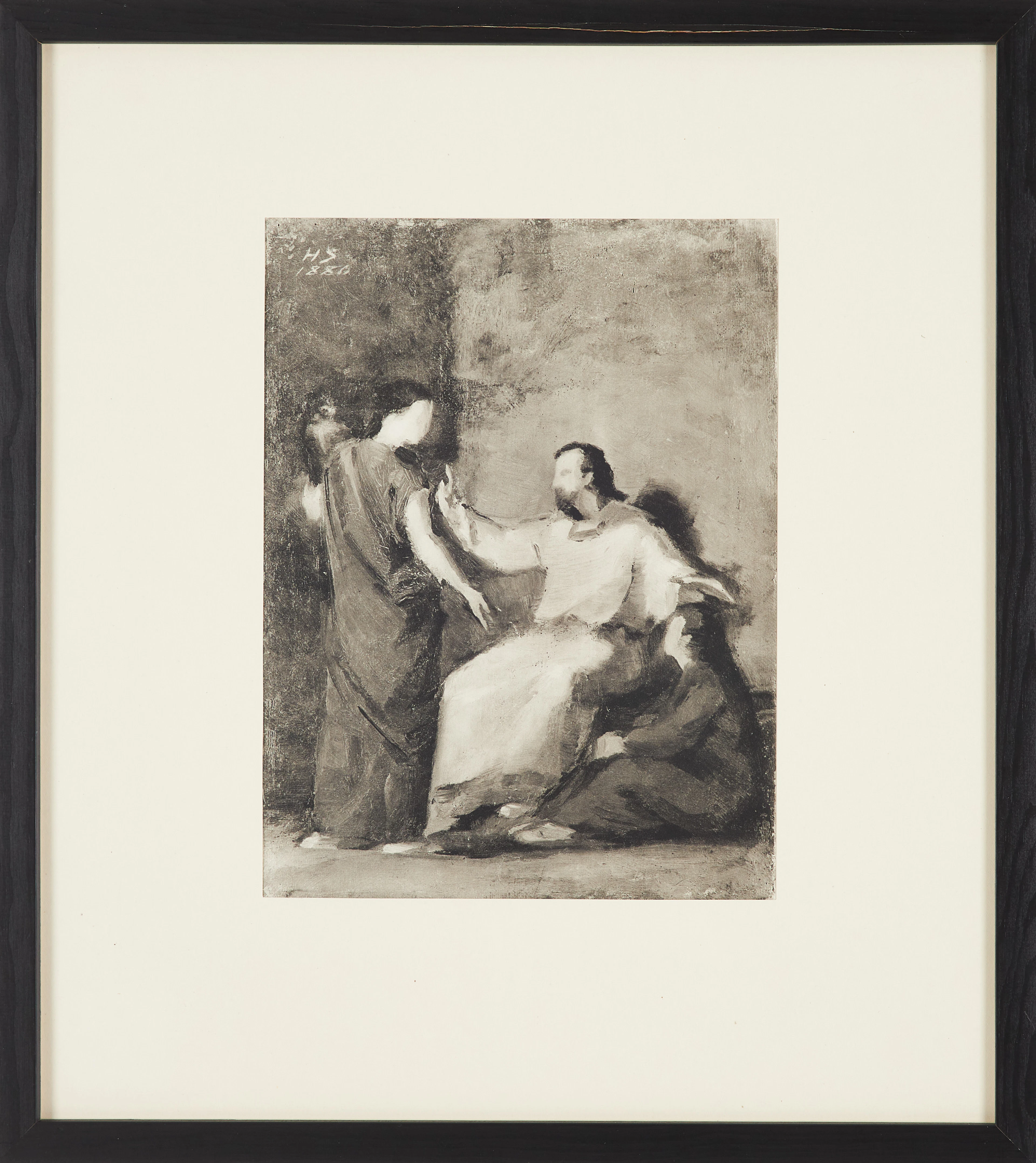 HELENE SCHJERFBECK. "Hos Märtha och Maria", rotogravyr, 1880, signerad
