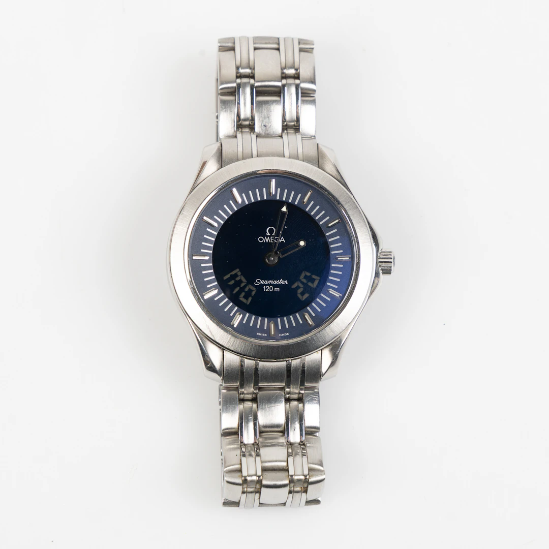 OMEGA, Seamaster (120m), Multifunction, armbandsur, 38,5 mm, stål, ca 1998.