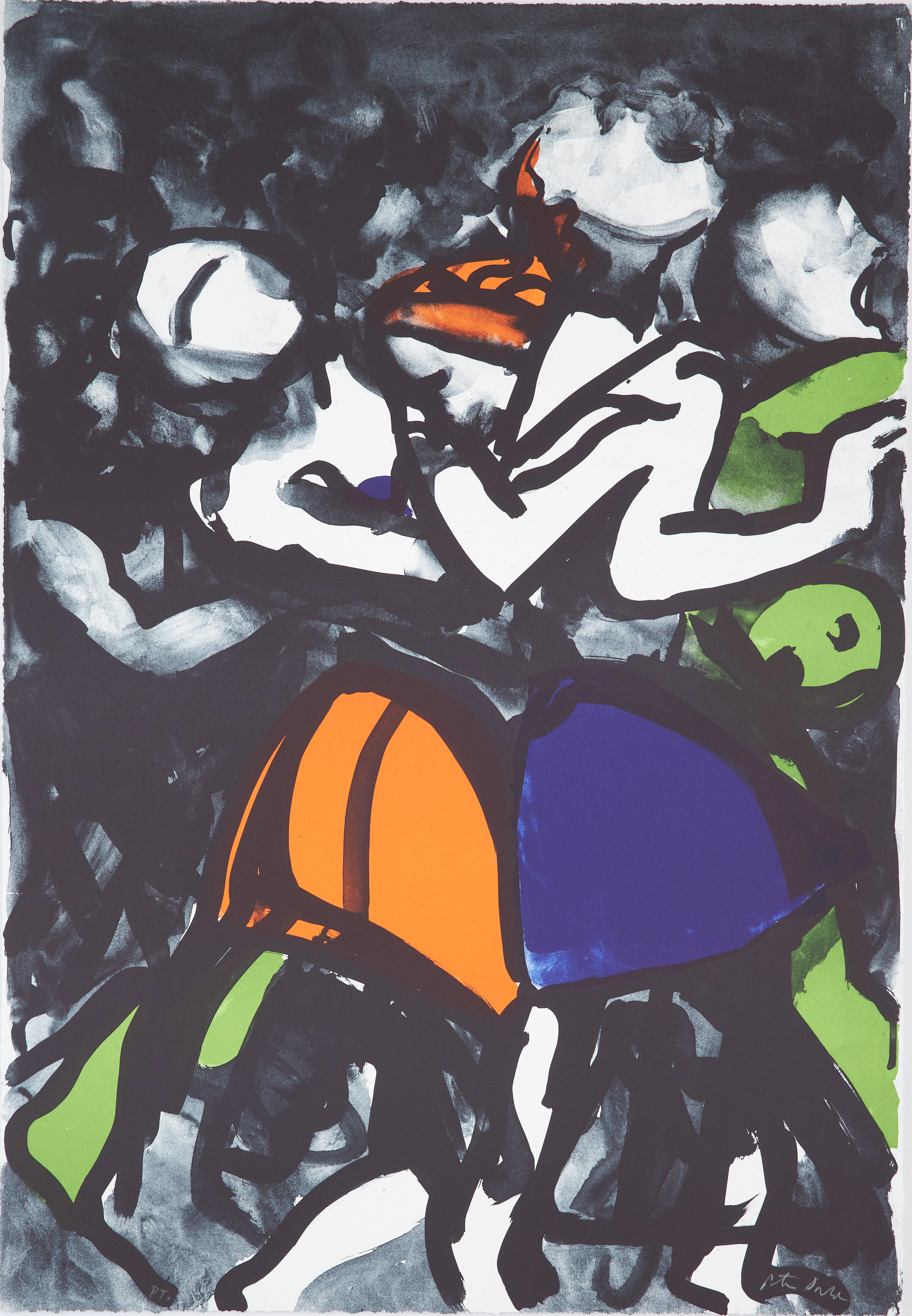 PETER DAHL. Abstrakt komposition, färglitografi, provtryck, signerad.