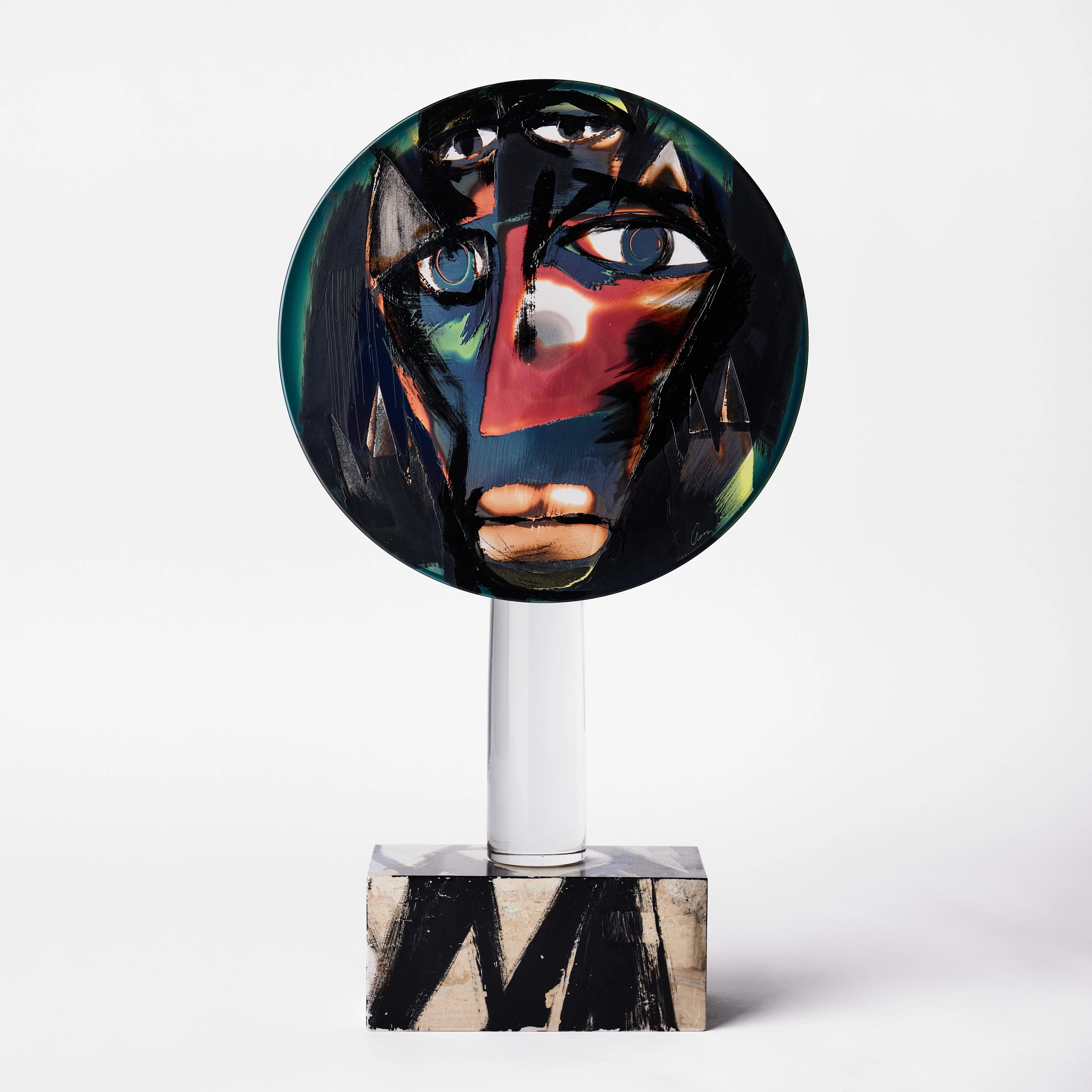 ANN WOLFF. Skulptur på pelare, 1980/90-tal, unik, underfång i rött