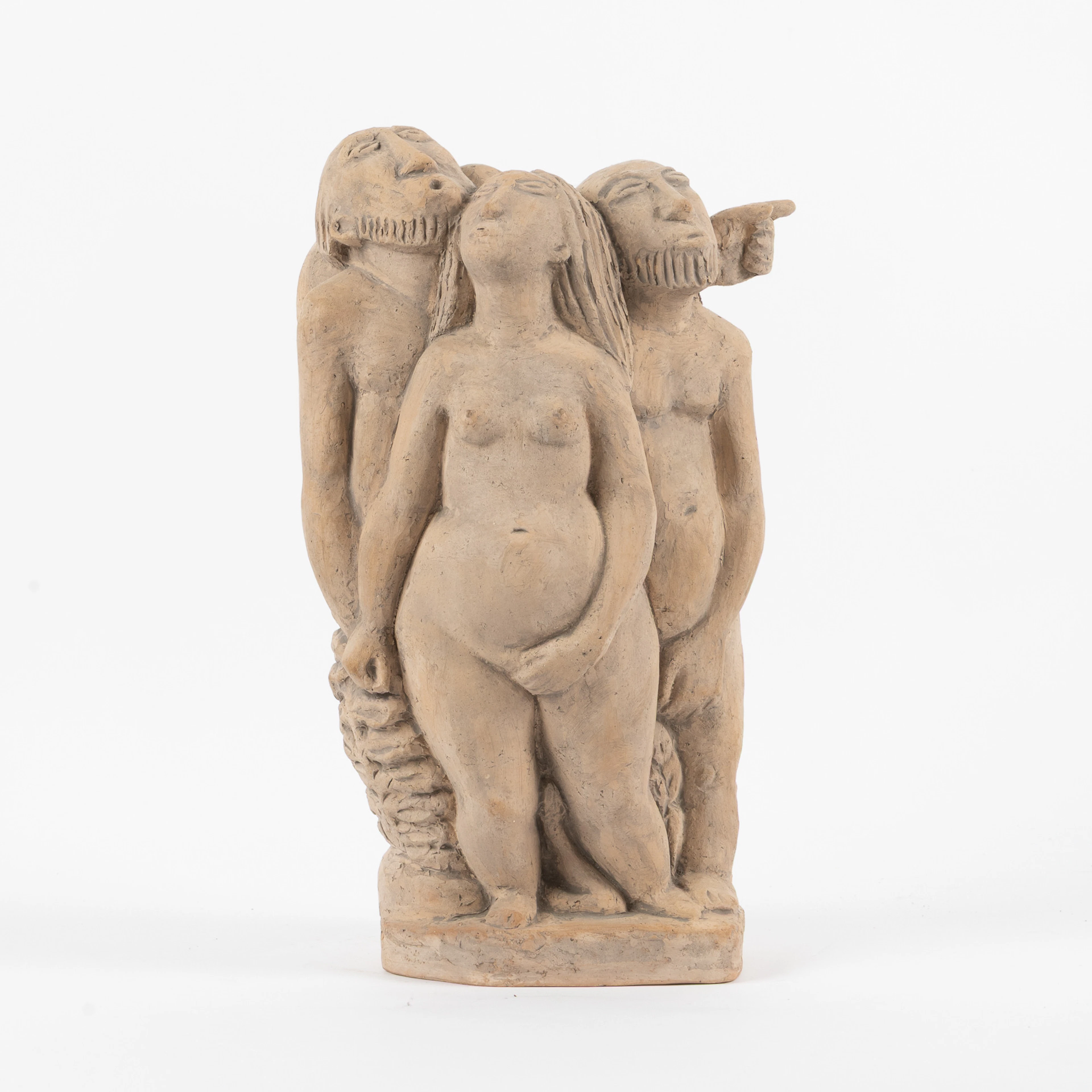 ÅKE HOLM. Figurin, "Utdrivandet ur Paradiset", oglaserad, Höganäs, 1940-tal.