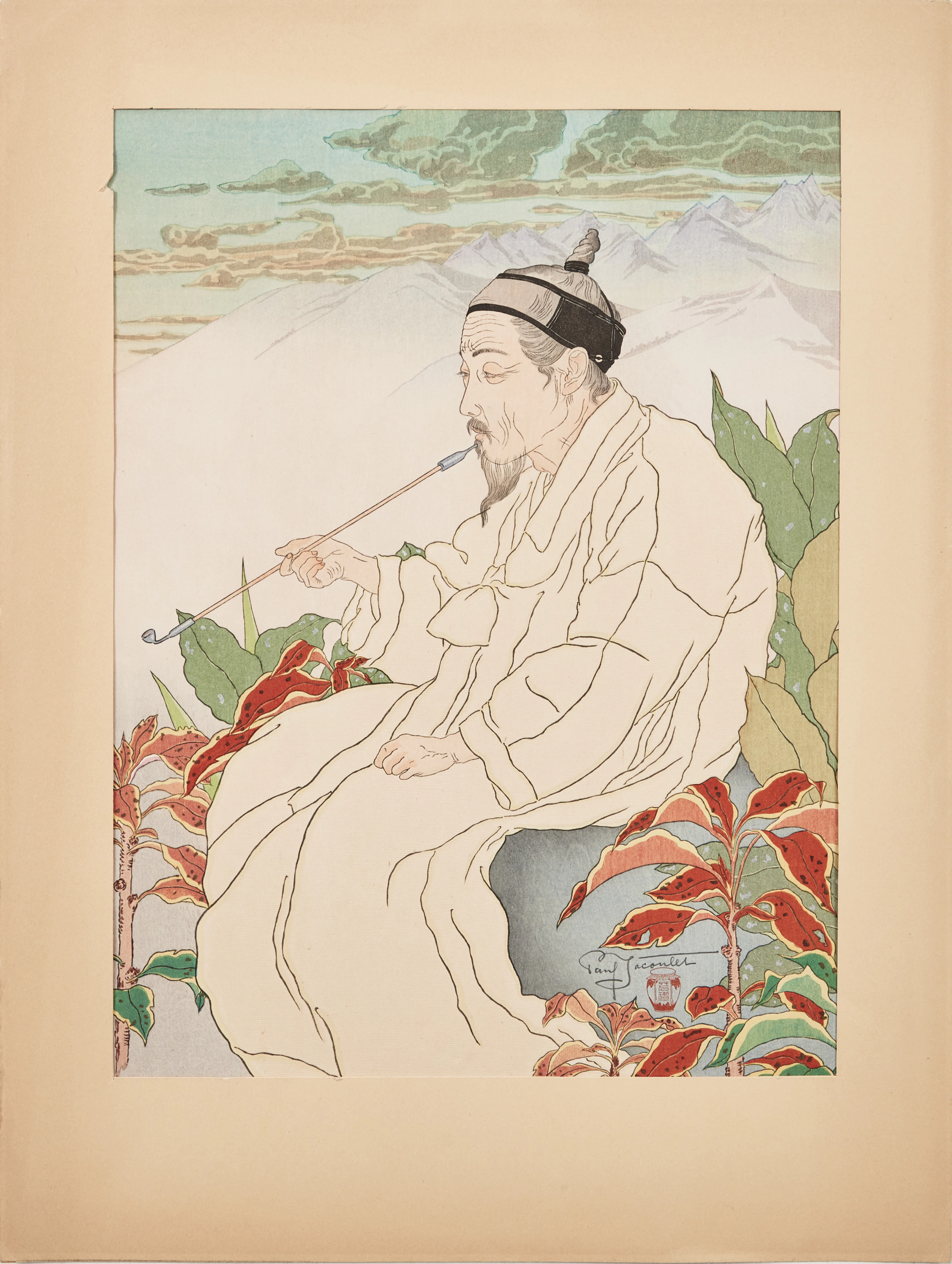 PAUL JACOULET (Frankrike / Japan 1896-1960) "Hokkan-zan Seoul Corée"