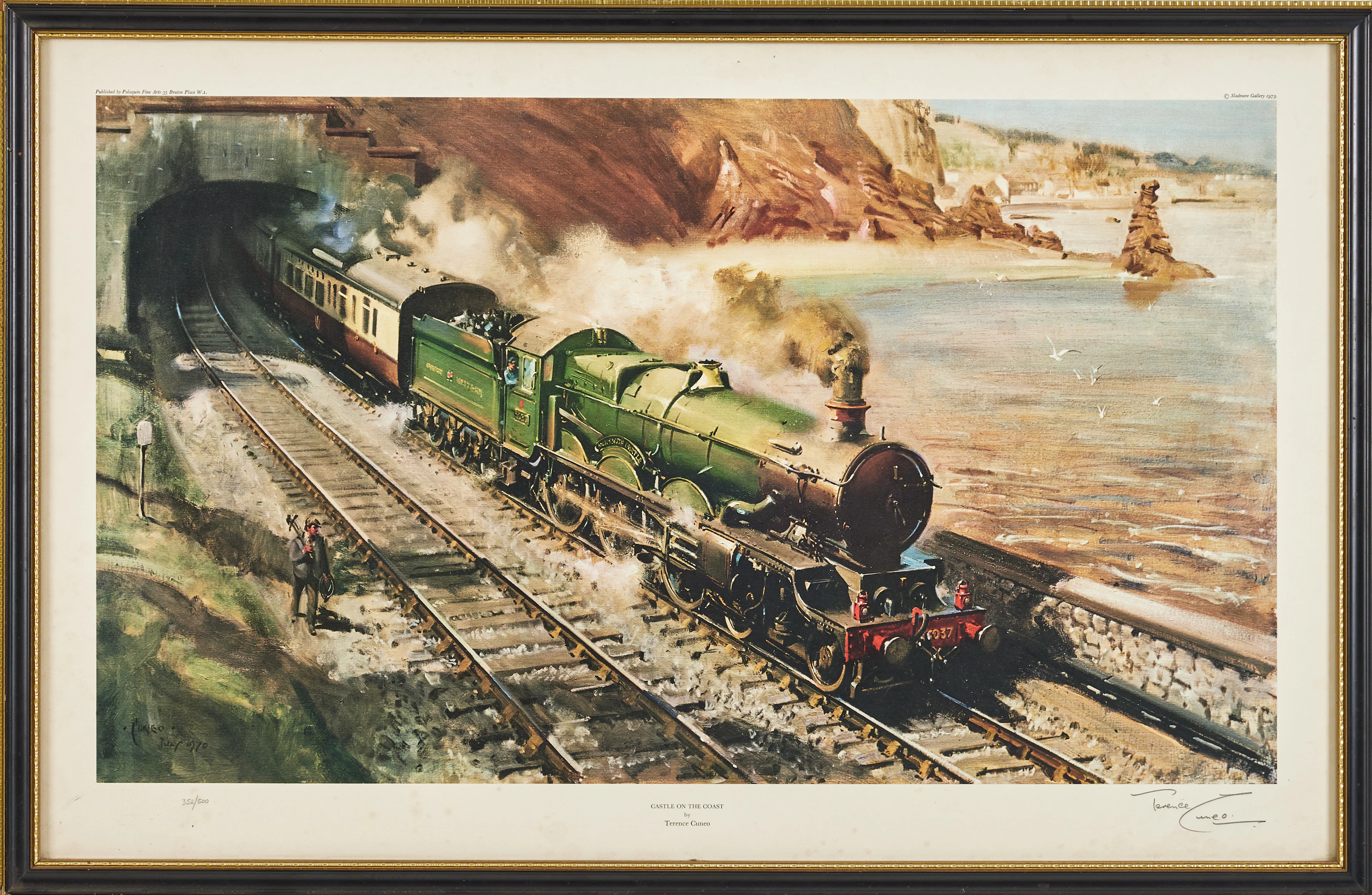 TERENCE TENISON CUNEO. "Casle the coast", signerad och numrerad, litografi.