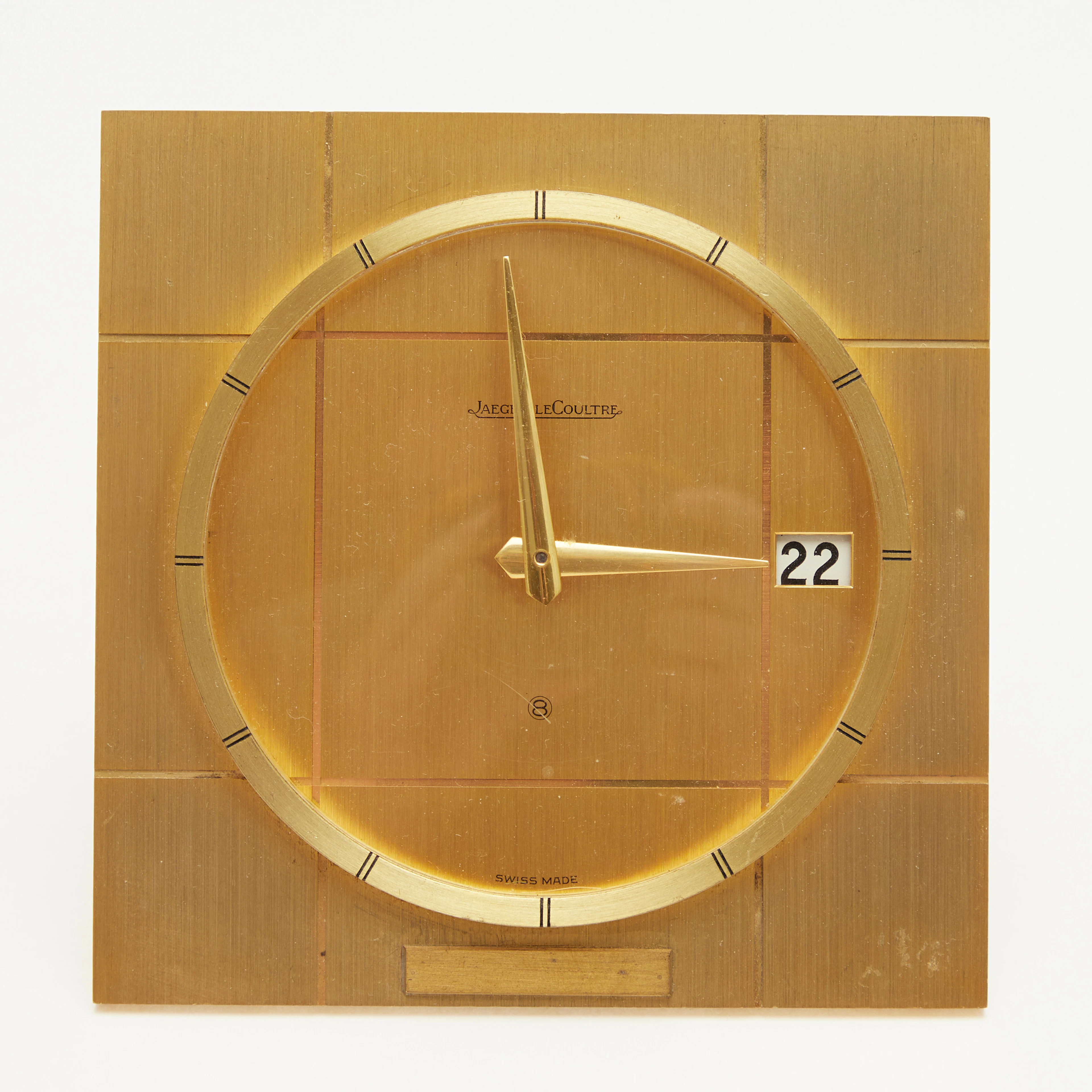 JAEGER-LECOULTRE. Tischuhr, 8-Tage-Gangreserve, Messing, 1960er Jahre, Schweiz.