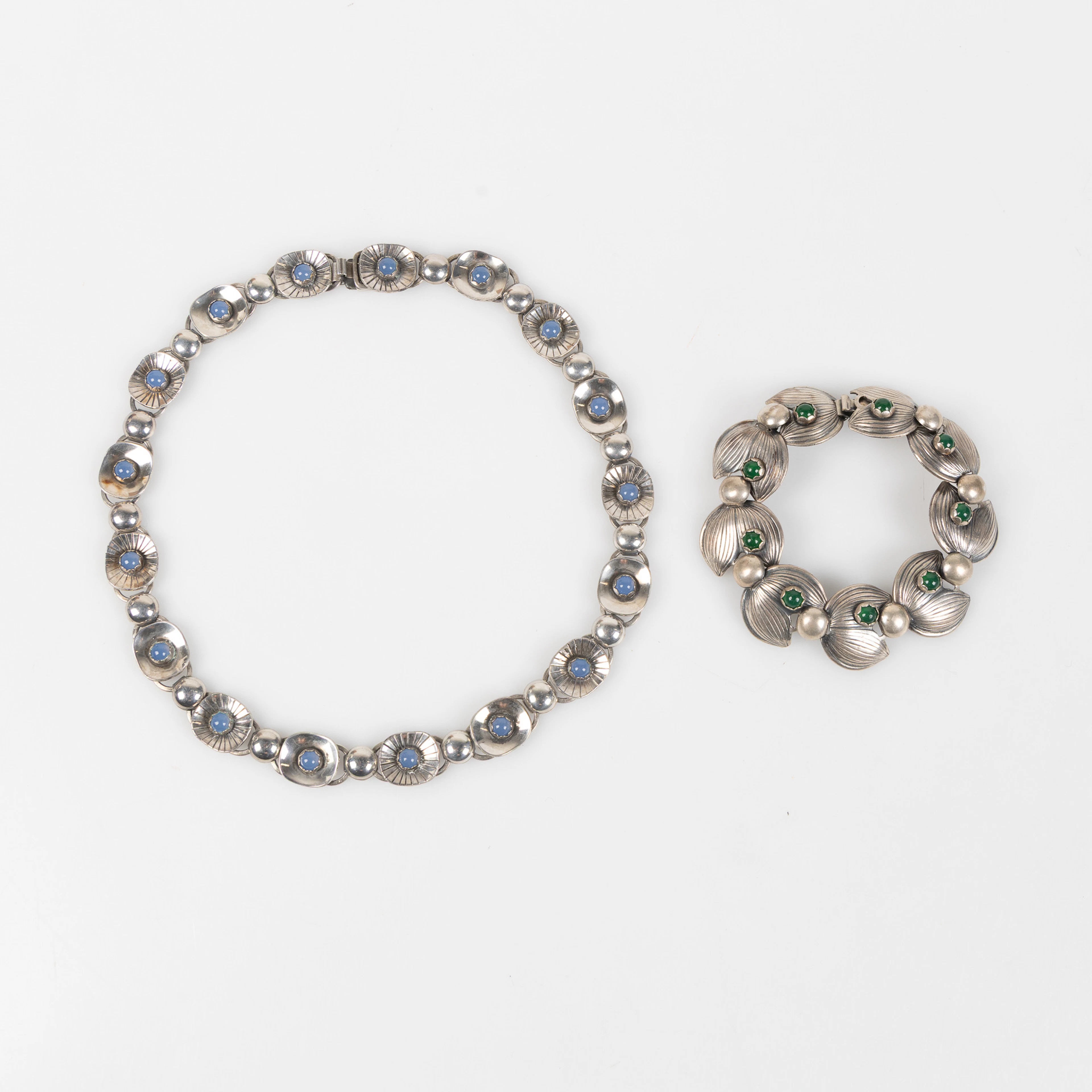 COLLIER & ARMBAND, 2 delar, Alton, Falköping, 1955 och 1956, silver