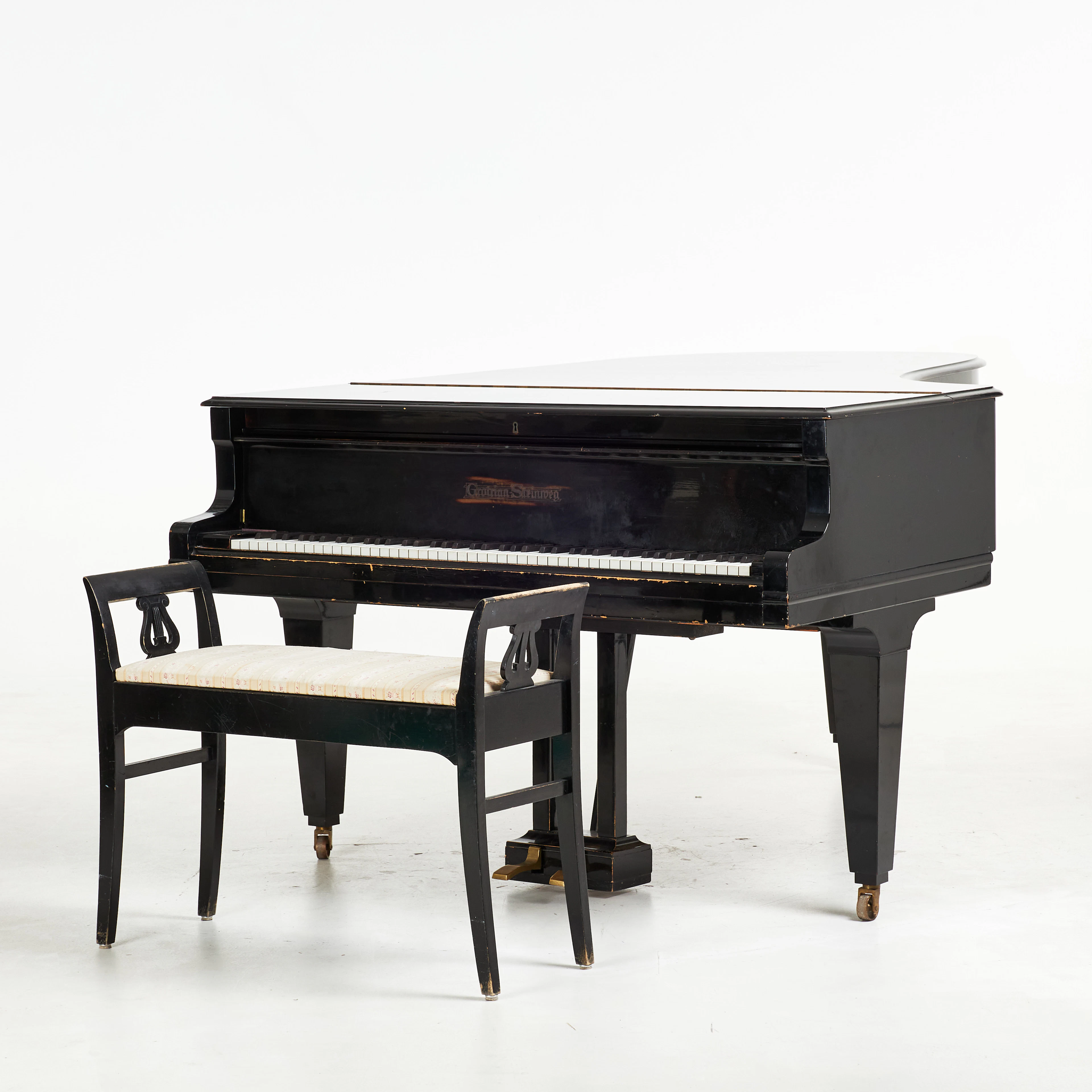 GROTRIAN STEINWEG. Flygel, 200, 1930 tal, svartlackerat, elfenben-belagda