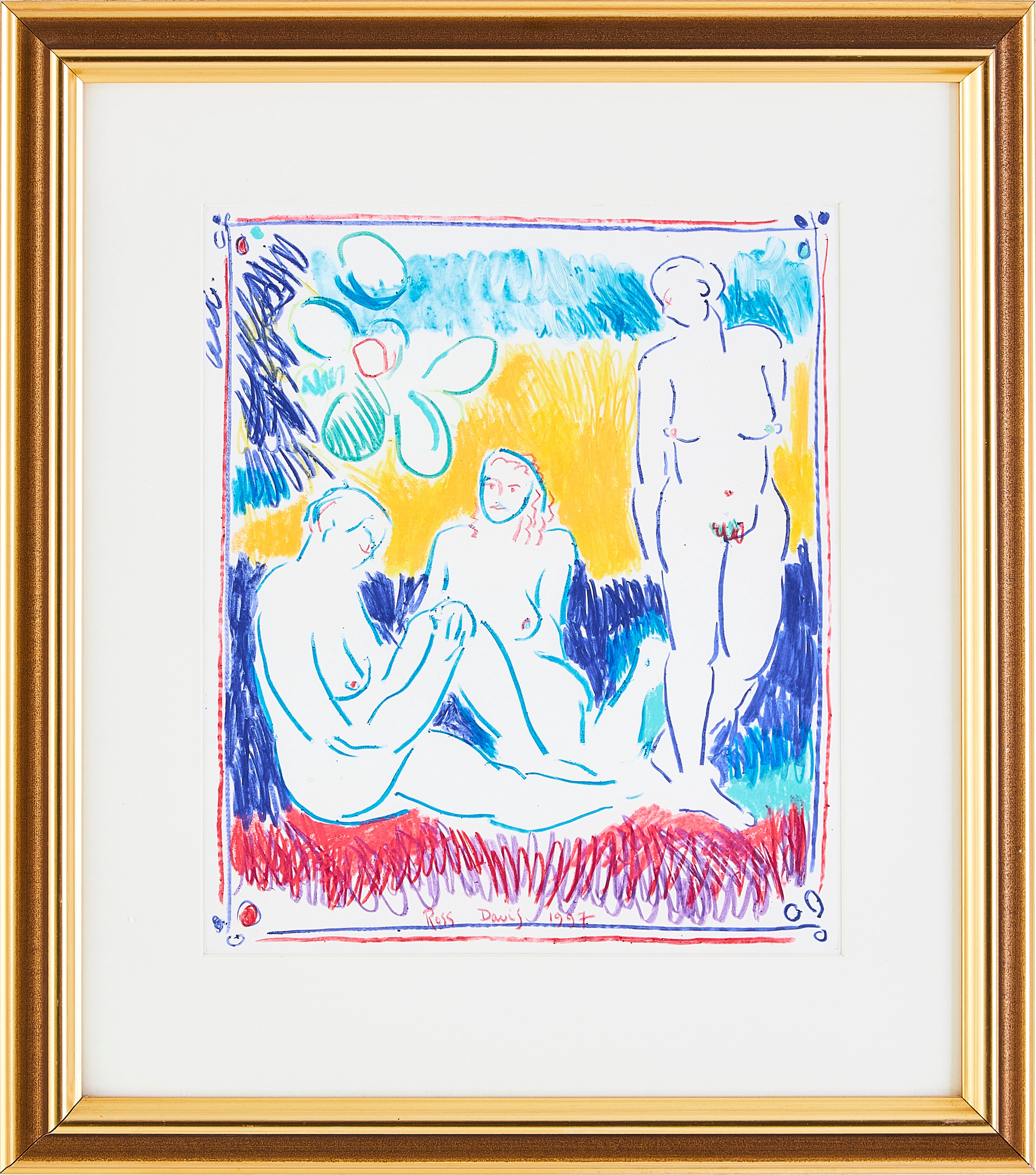 ROSS DAVIS (1938-2001) "Beside the beach" , blandteknik med måleri.