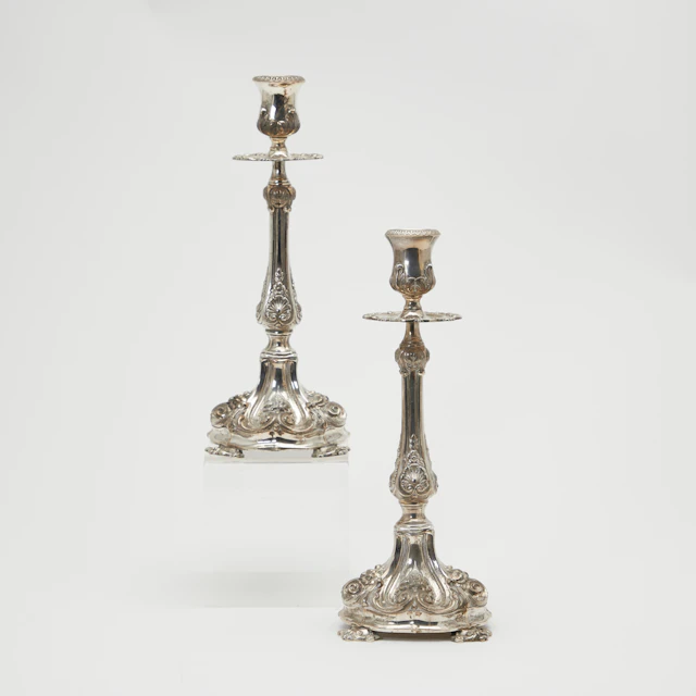 Ferreira Marques / Topázio, Paar Kerzenleuchter, 925er Silber, Gondomar