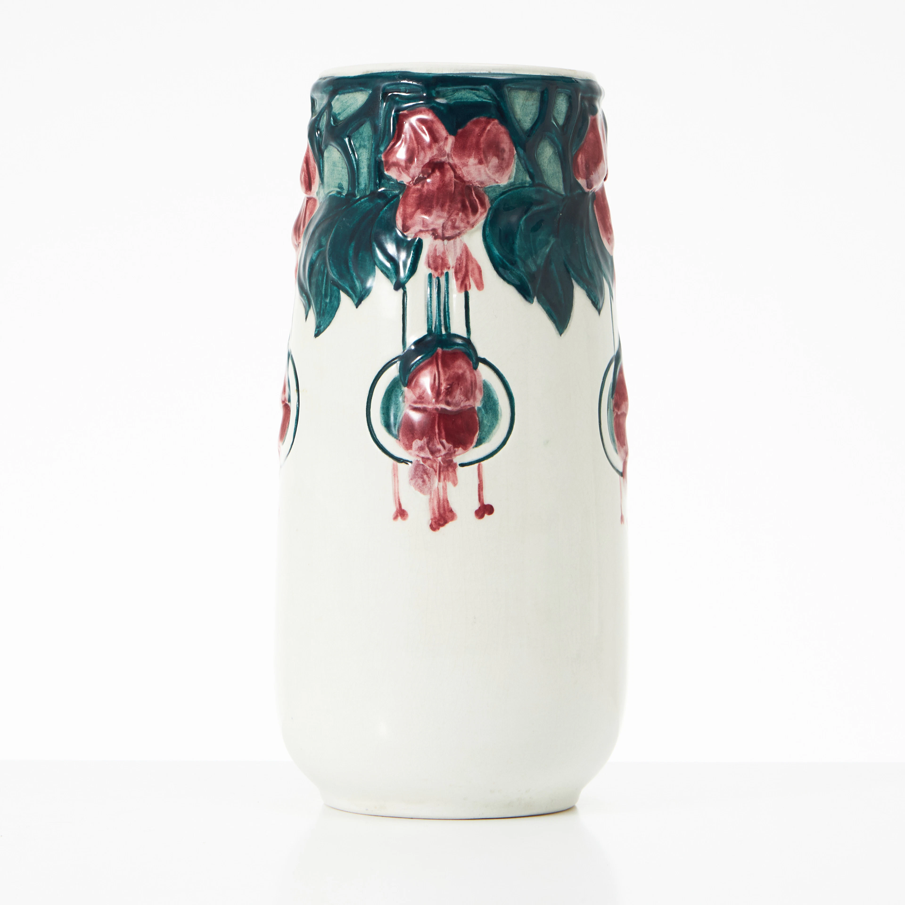 ALF WALLANDER, vas, Rörstrand, flintgods, reliefdekor av fuchsia