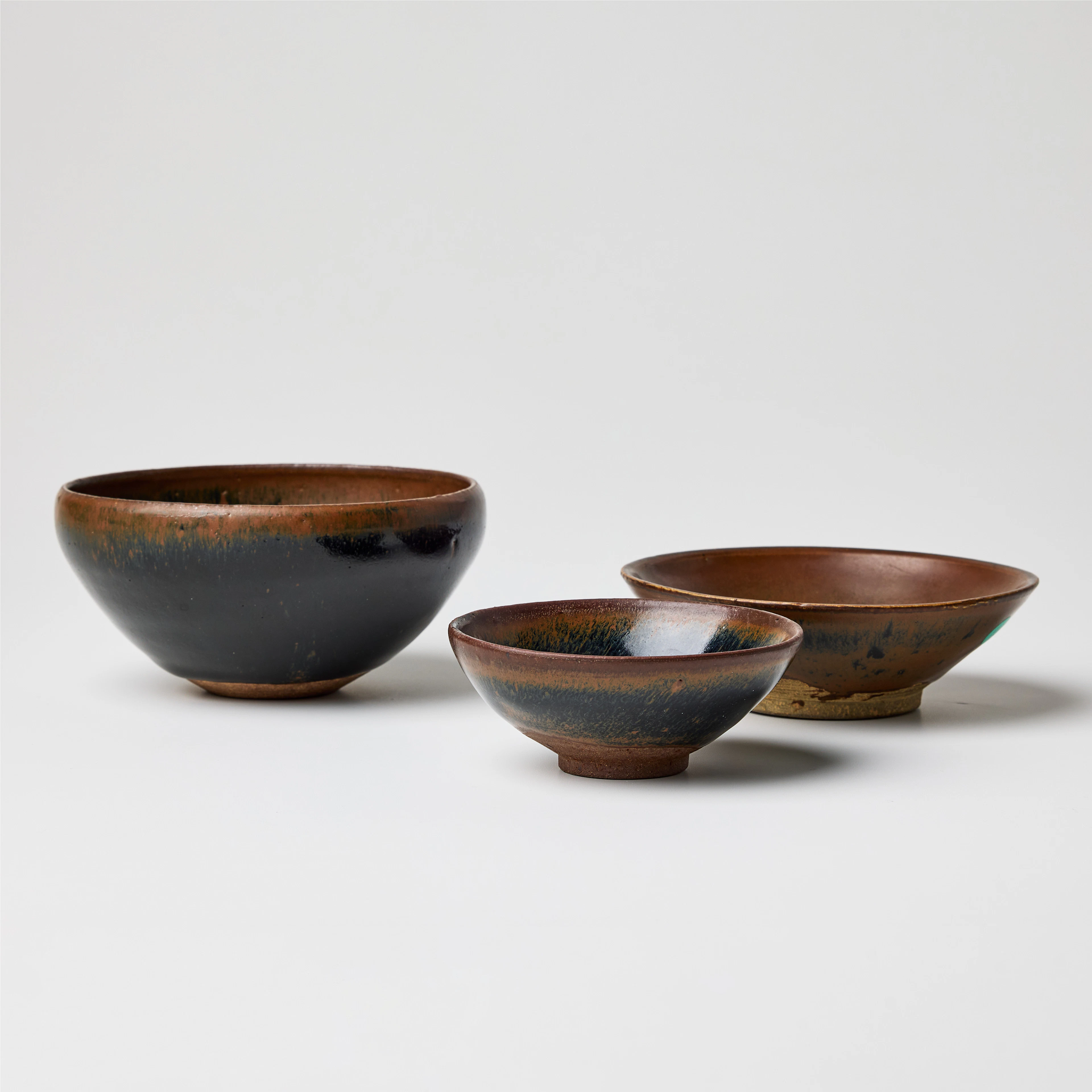 Three Chinese 'Hare's Fur' Stoneware Bowls.