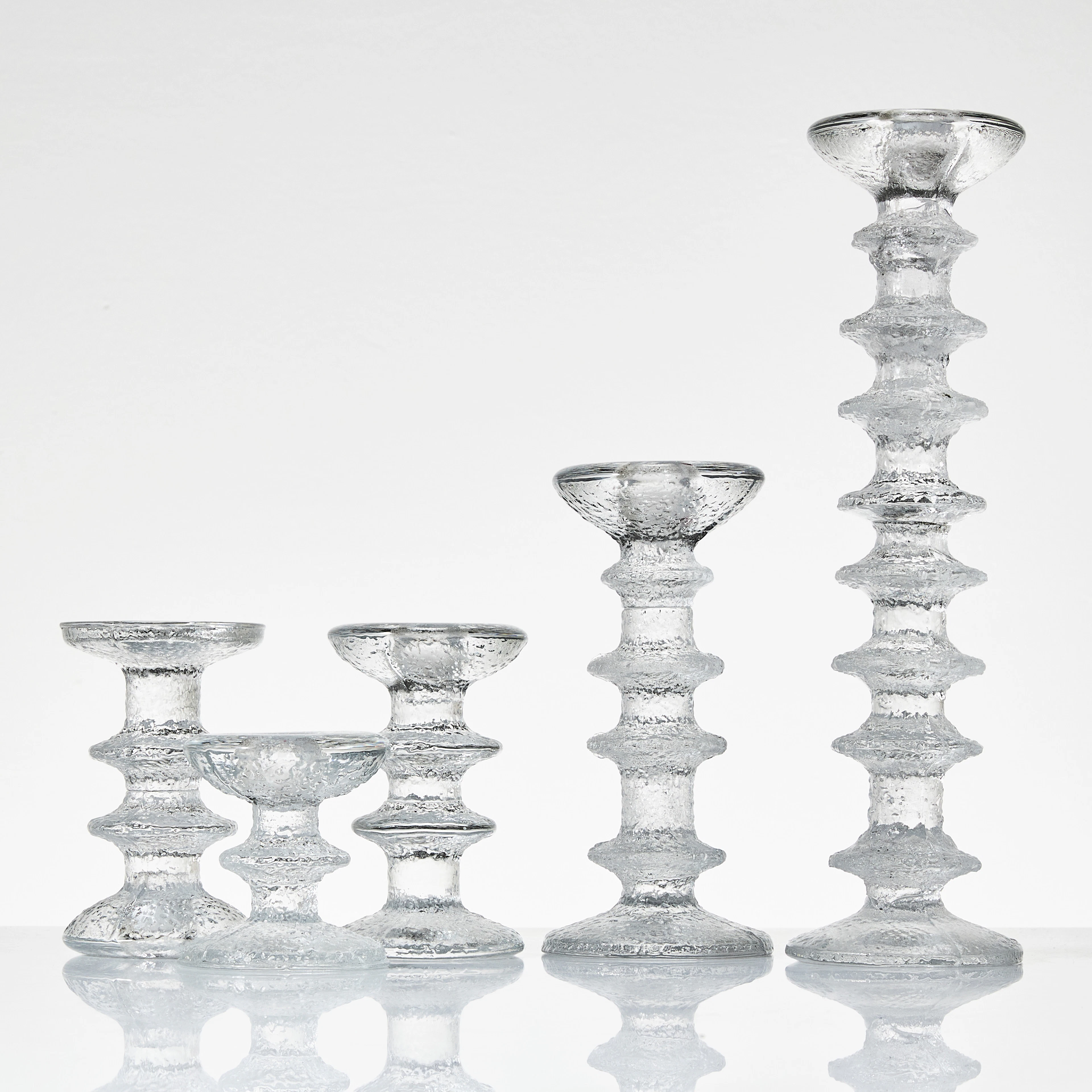 TIMO SARPANEVA (1926-2006). ljusstakar, 5 st, glas, modell "Festivo"