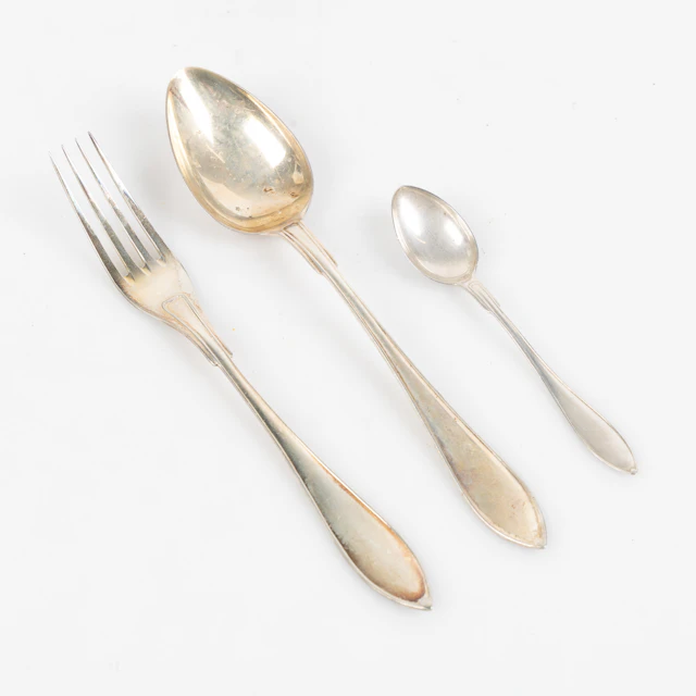 BESTICKSERVIS, "Svensk Spets", silver, 37 del, CG Hallberg, Sverige 1900-tal.