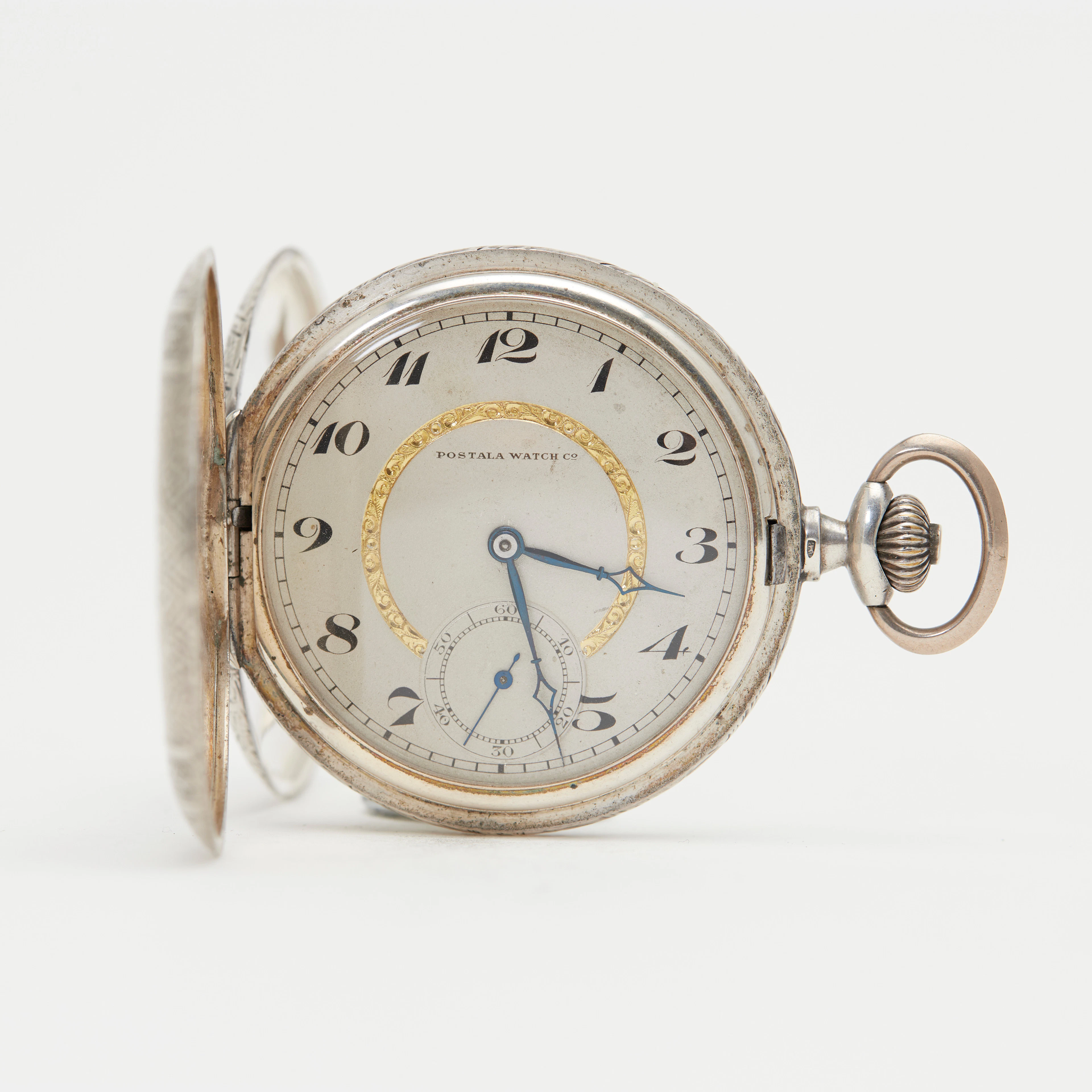 POSTALA WATCH CO. Savonnette Taschenuhr, 900er Silber.