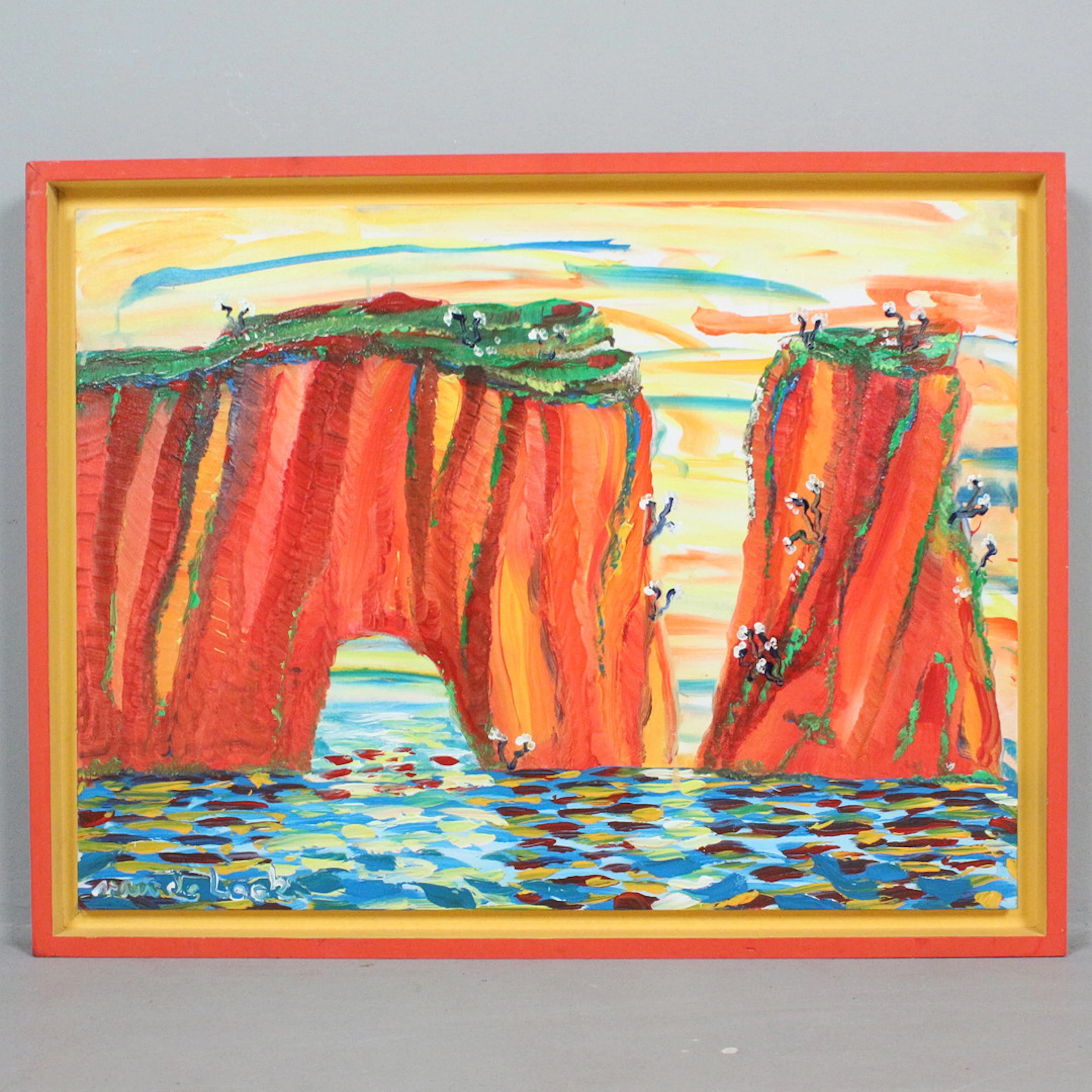 BERND VAN DE LEEK. 'Felsen im Meer', Acryl auf Leinwand, signiert.