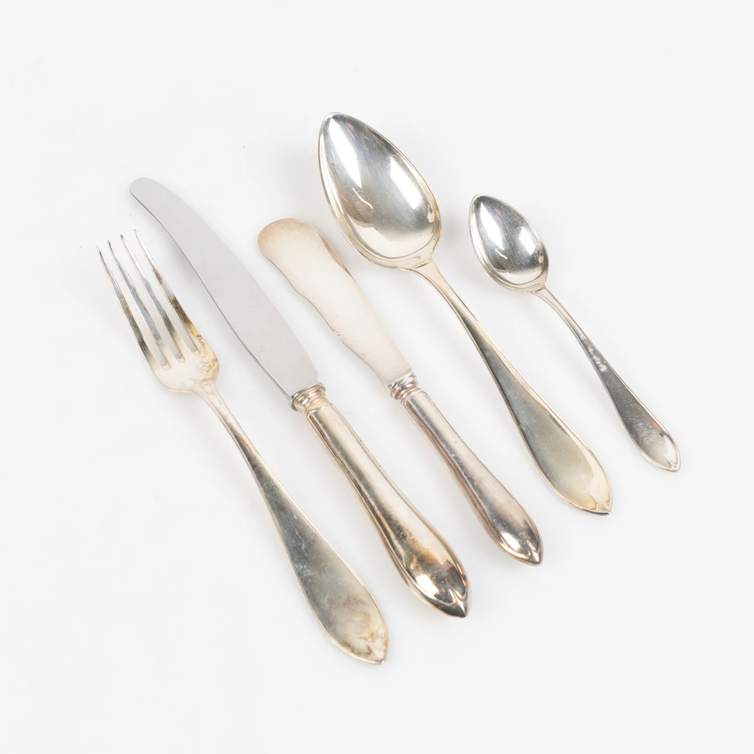 BESTICKSERVIS, 52 del, silver, "Svensk Spets", Sverige 1900-tal.