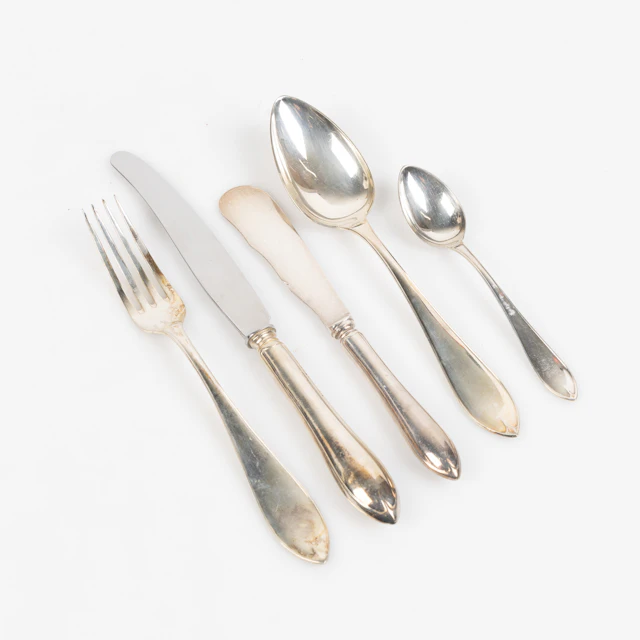 BESTICKSERVIS, 52 del, silver, "Svensk Spets", Sverige 1900-tal.