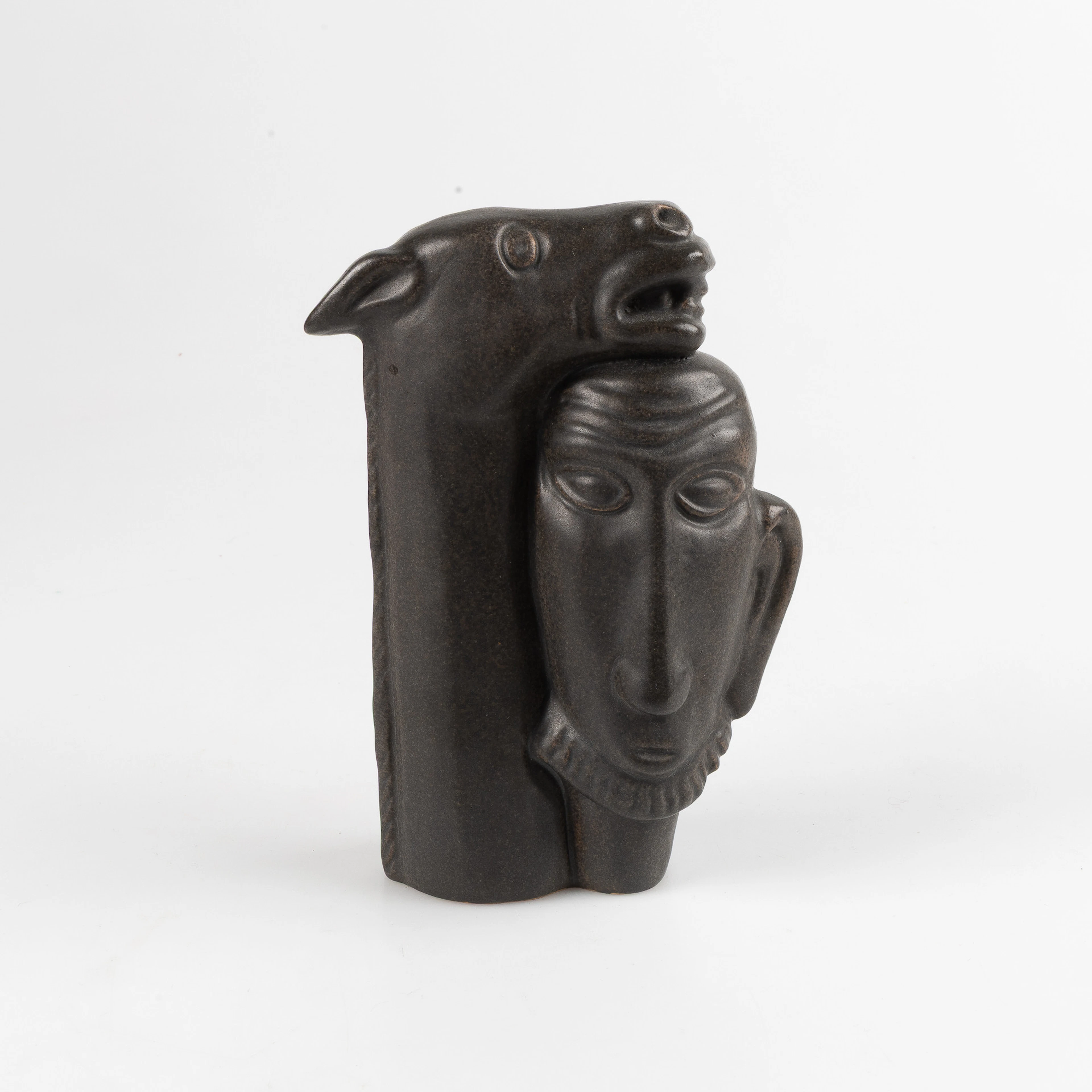 ÅKE HOLM. Skulptur, "Bileam och åsnan", glaserad keramik, signerad Å.Holm.