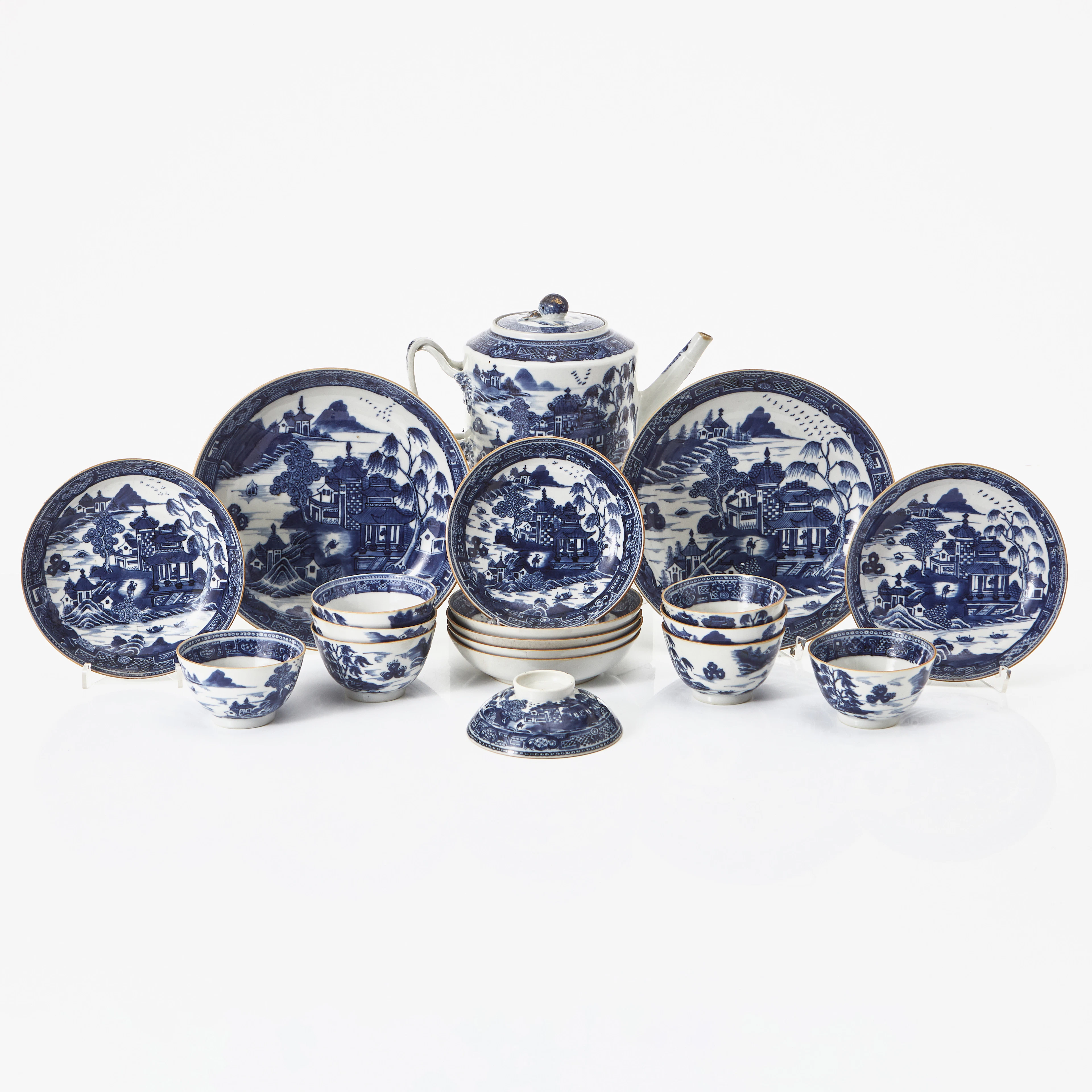 TESERVIS, porslin, Kina, Jiaqing, (1796-1820), 13 delar, dekor i