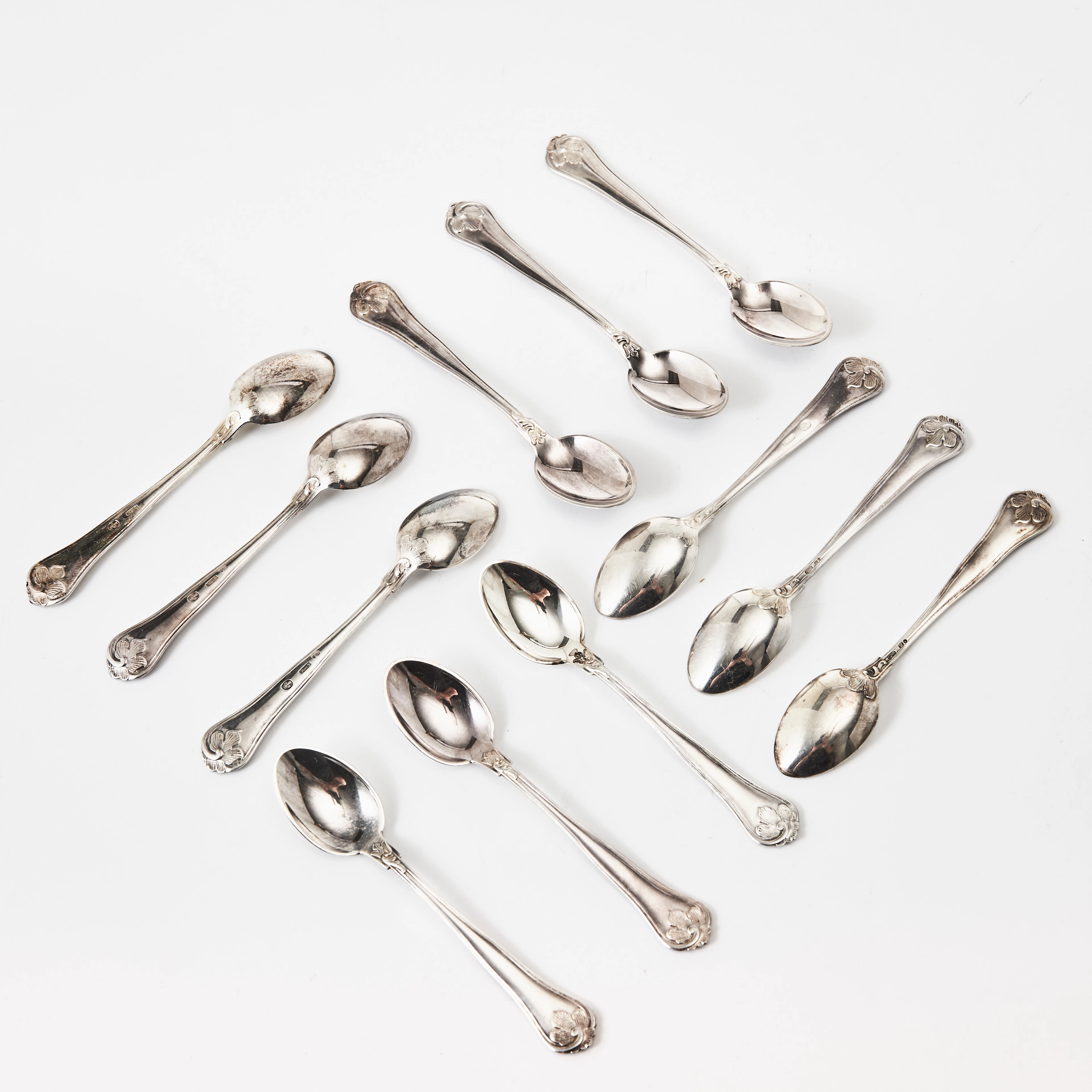 MOCCA- och KAFFESKEDAR, 12+1, silver, Cohr, Sachsisk modell, 1900-tal.