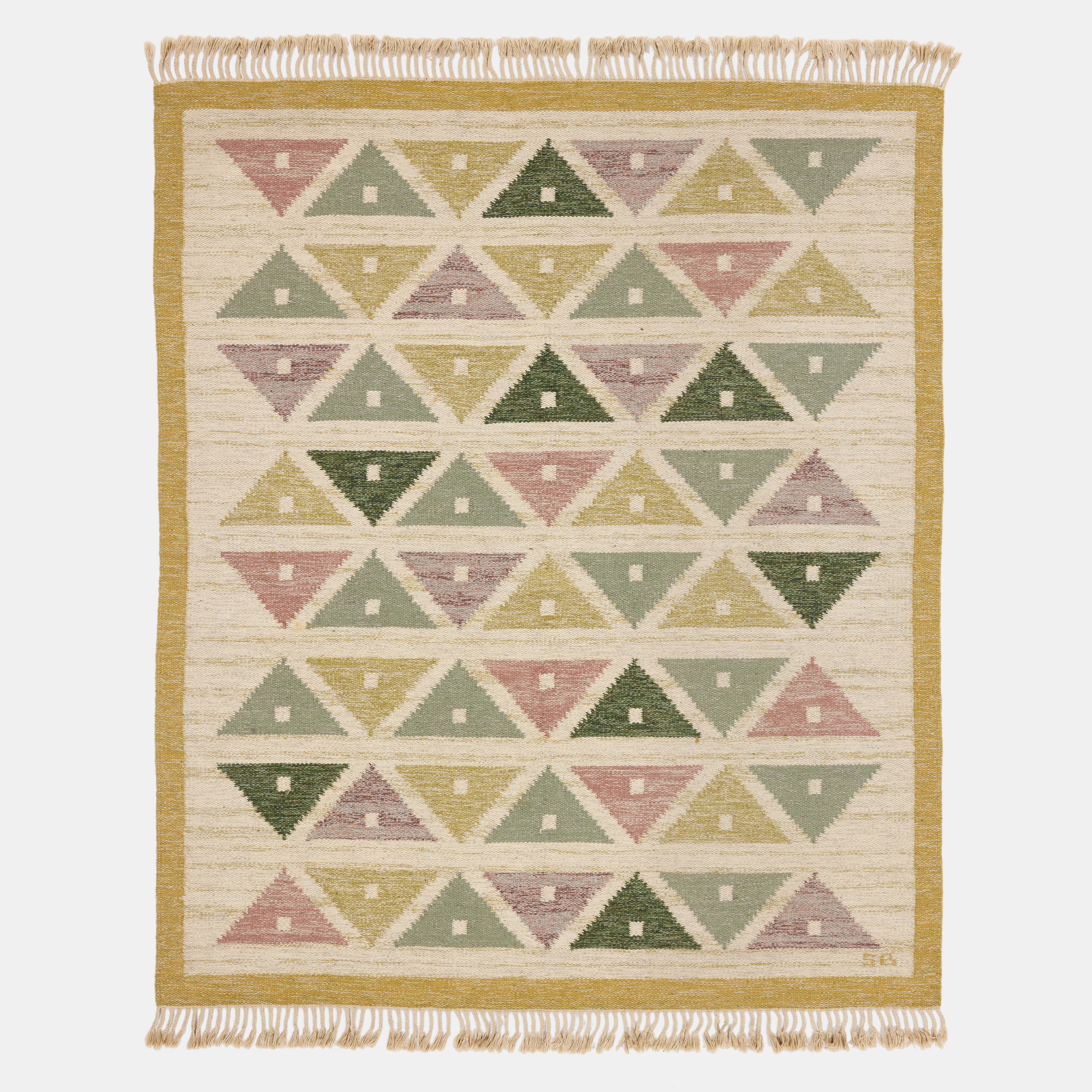 SIGVARD BERNADOTTE. "Harlequin", matta, rölakan, 1950-tal, ljus botten
