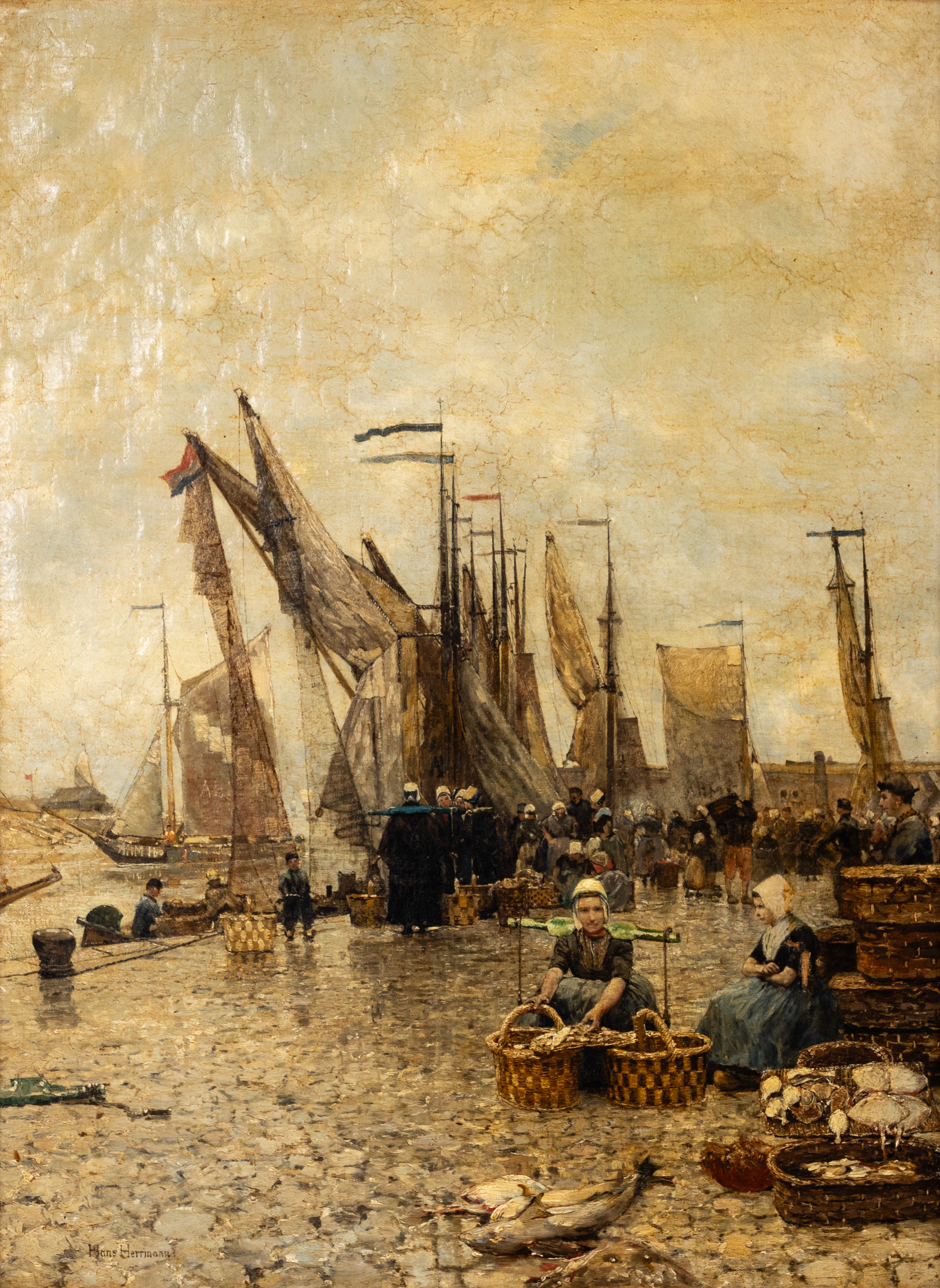 HANS HERRMANN (1858-1942). Fischmarkt in Holland.