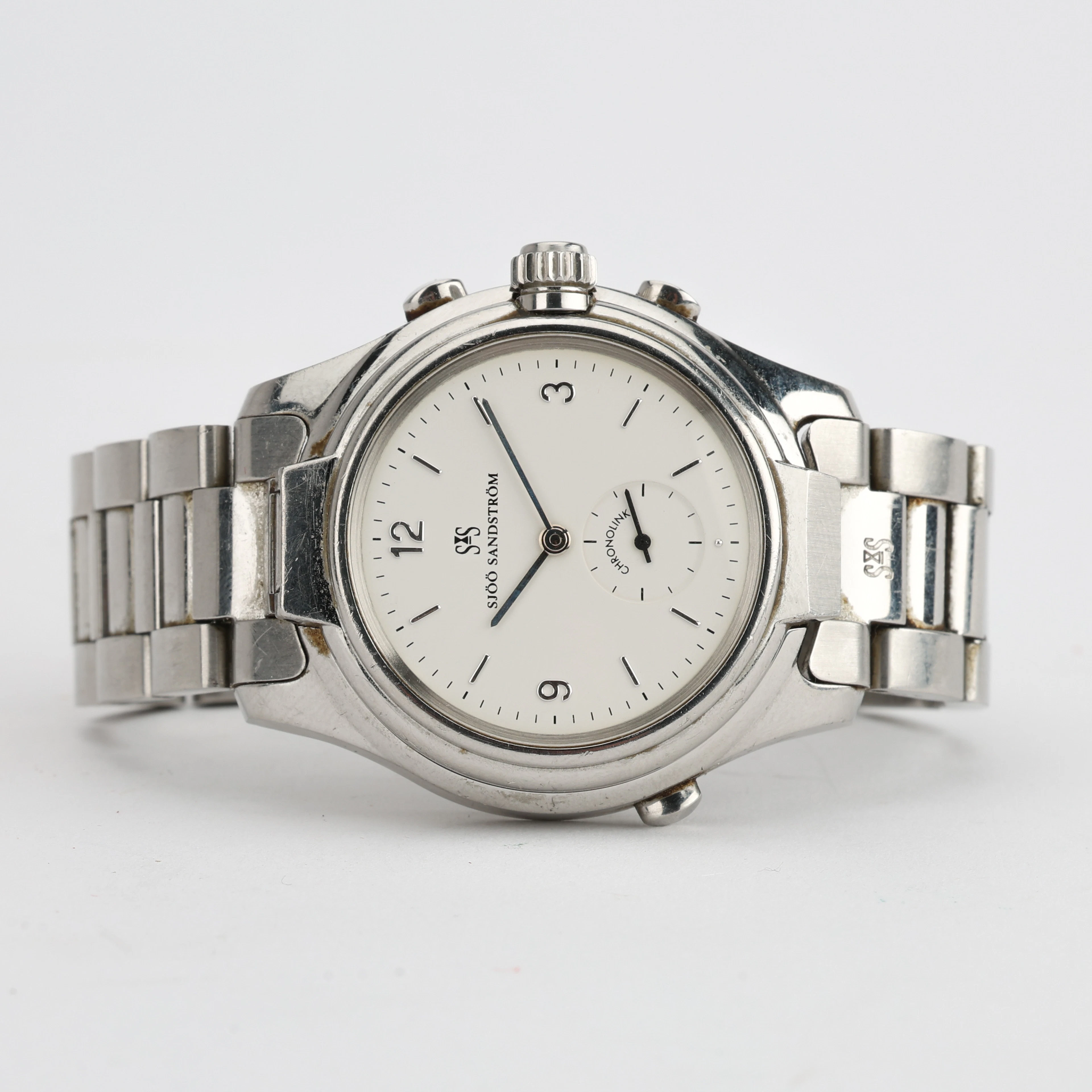 SJÖÖ SANDSTRÖM CHRONO LINK, armbandsur, stål, titan, manuellt uppdrag, 2000.