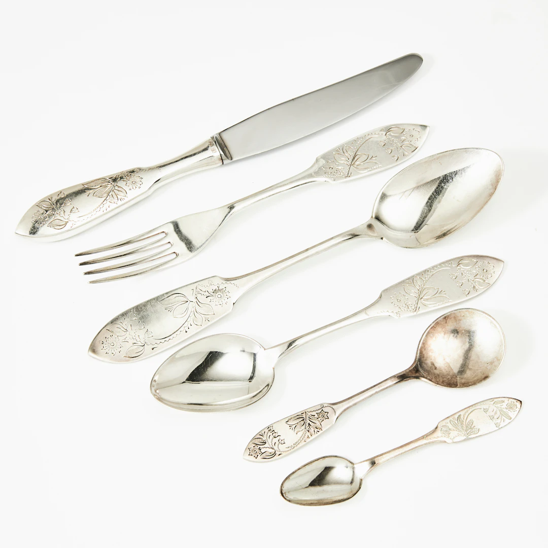 BESTICKSAMLING, 42 delar, silver, Tornedalen / Finnmyrten, CO Persson