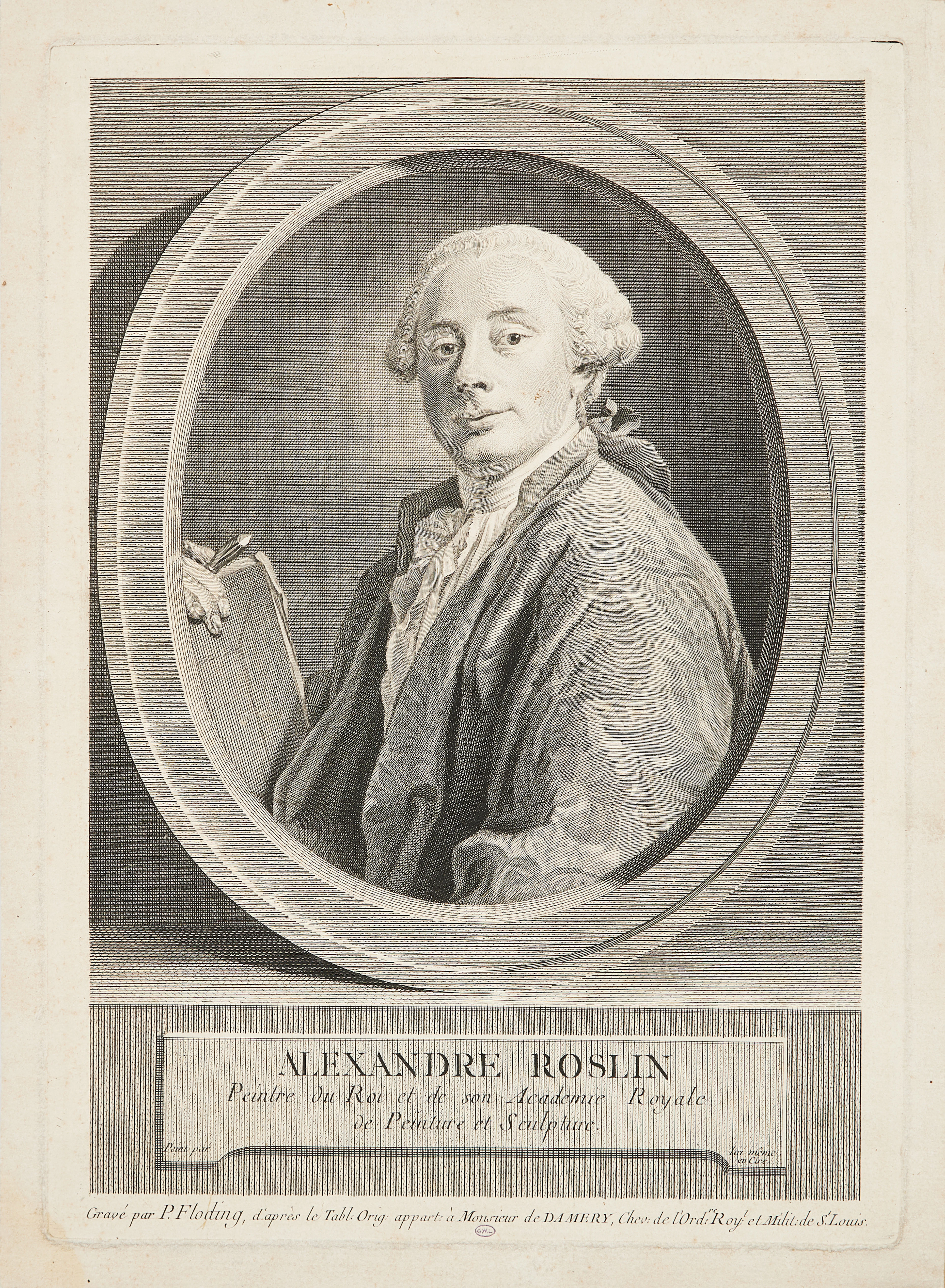 ALEXANDER ROSLIN. SJÄLVPORTRÄTT AV ALEXANDER ROSLIN, gravyr.