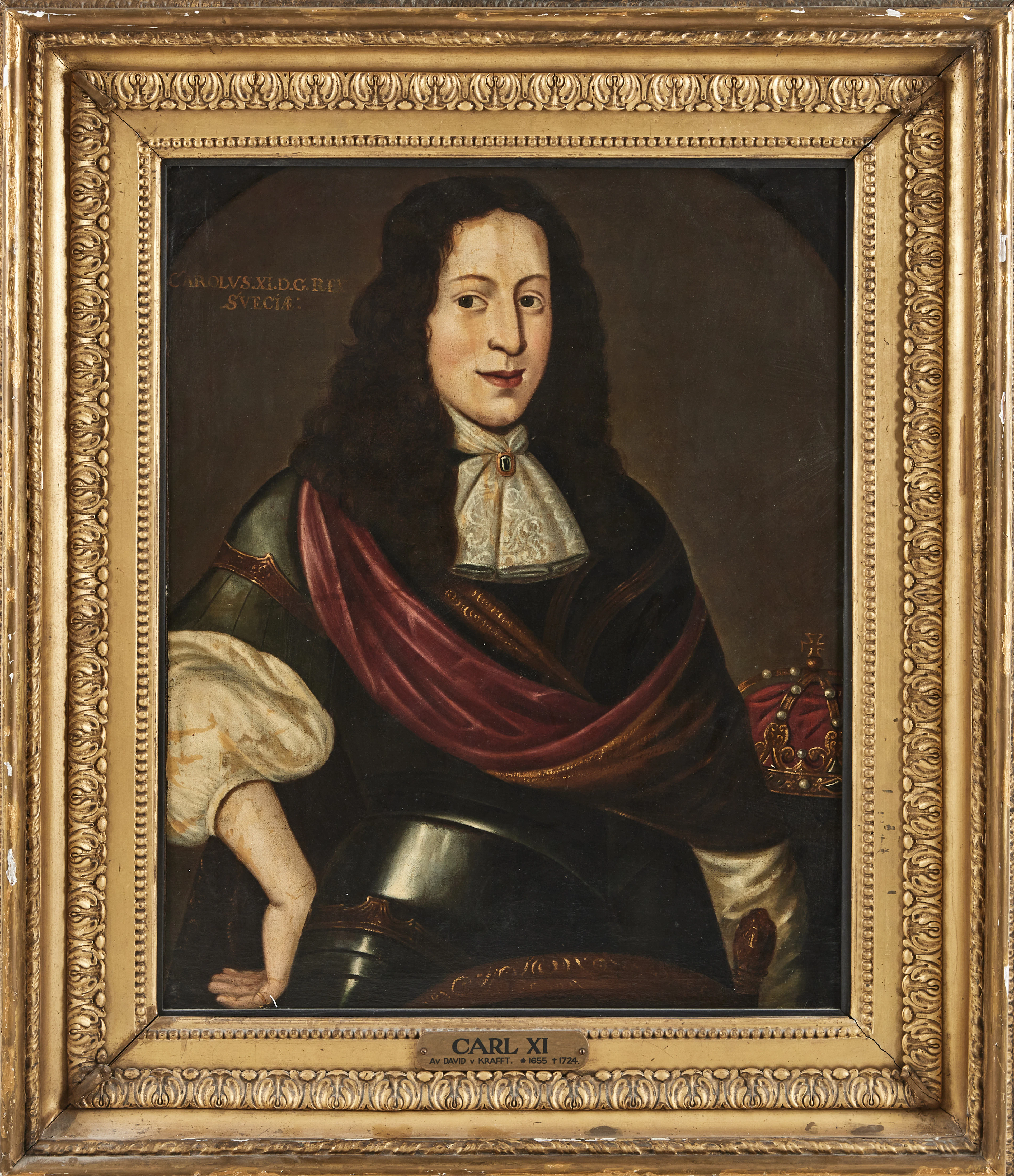DAVID VON KRAFFT (1655-1724). EFTER. Porträtt föreställande kung Karl XI.