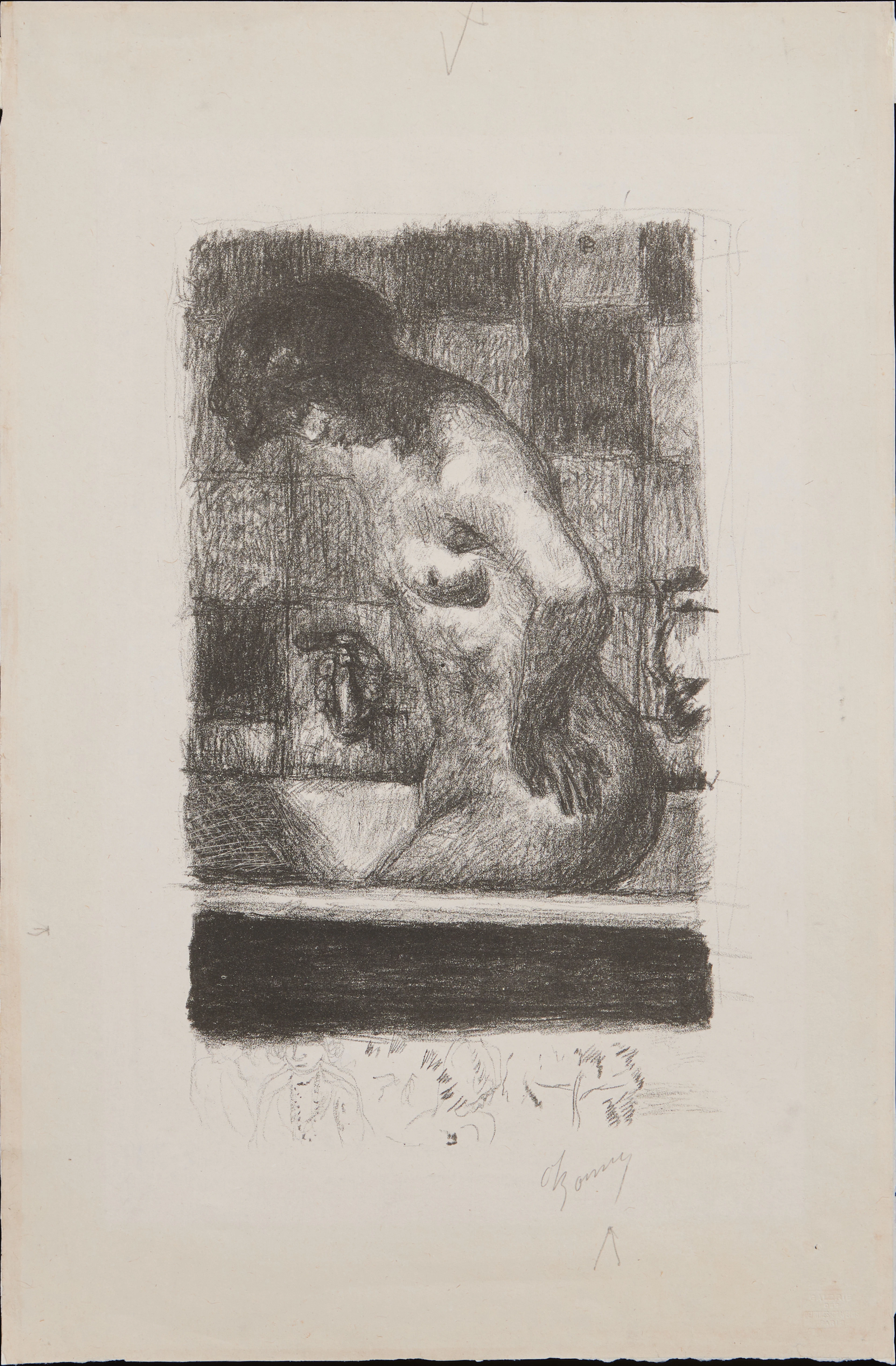 PIERRE BONNARD. "Femme debout dans sa baignoire".